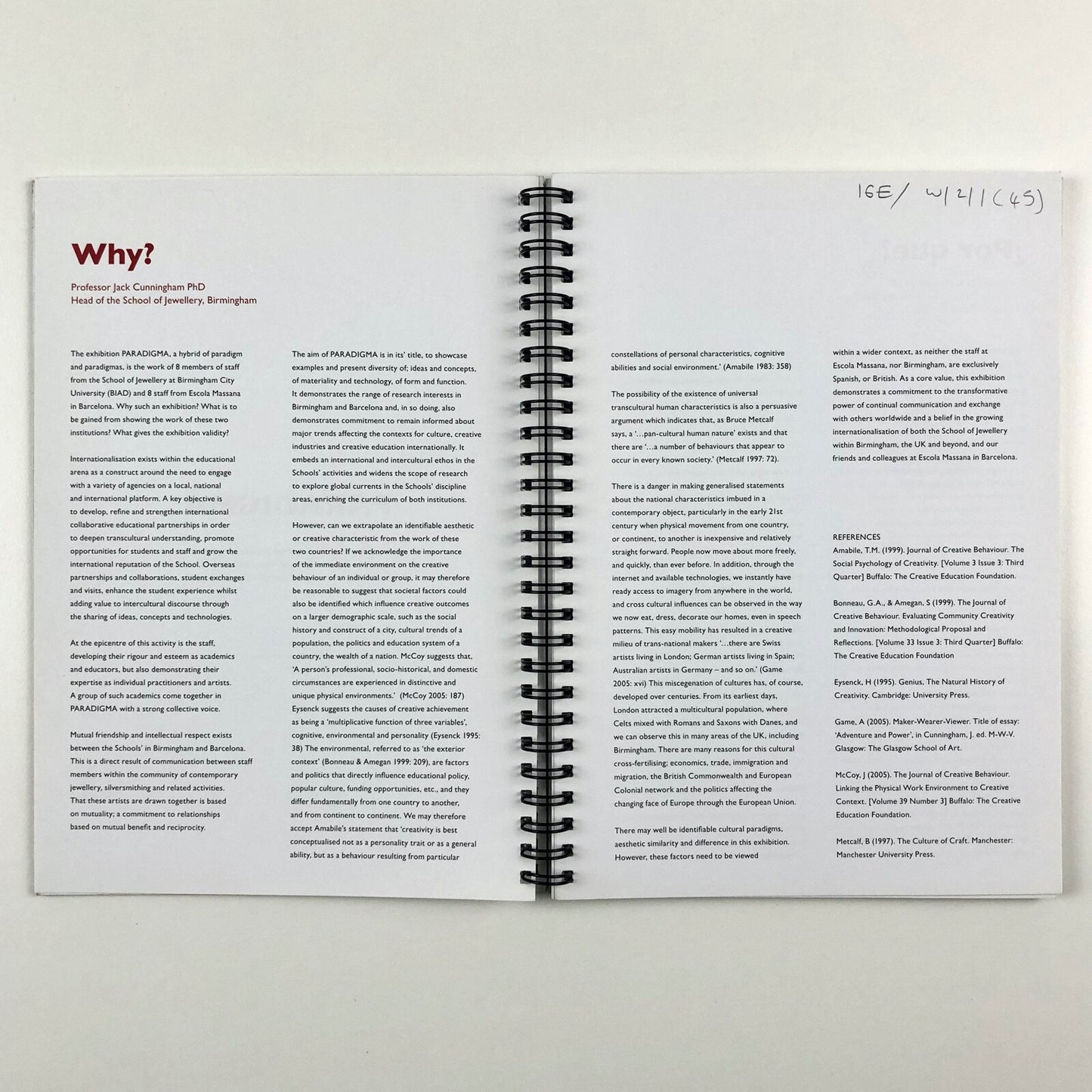 Paradigma – exhibition catalogue | Birmingham City Uni / Escola Massana 2009