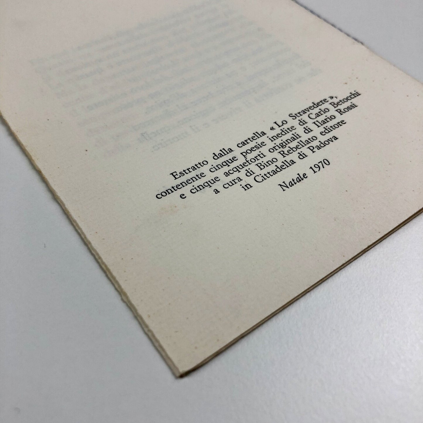 Lo Stravedere by Carlo Betocchi | Edited by Bino Rebellato / Padua, 1970