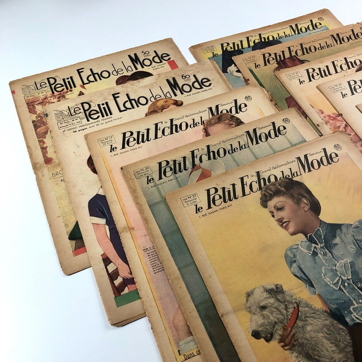 Le Petit Echo de la Mode French fashion journal x 10 issues: 2 x 1938 & 8 x 1939