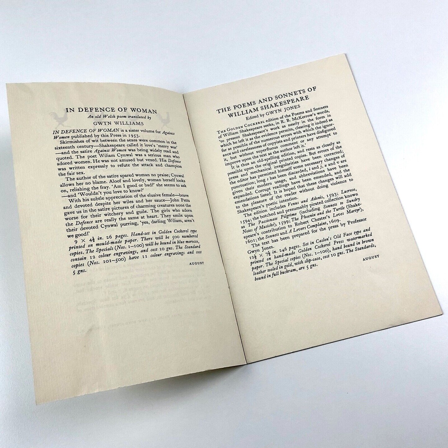 Cockerels in Review for 1960 | Golden Cockerel Press pamphlet