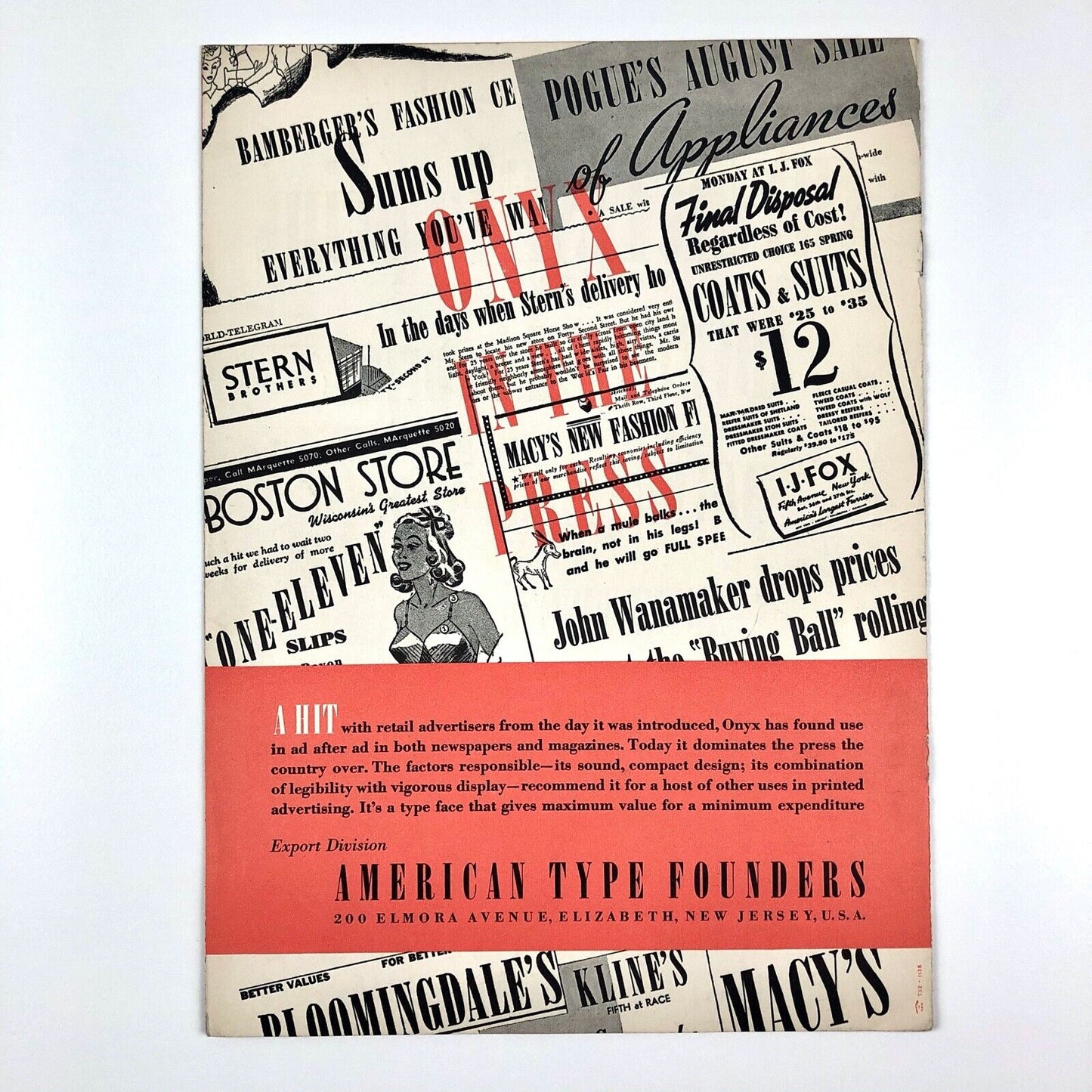 Onyx type specimen brochure | American Type Founders | Design by Gerry Powell, 1937