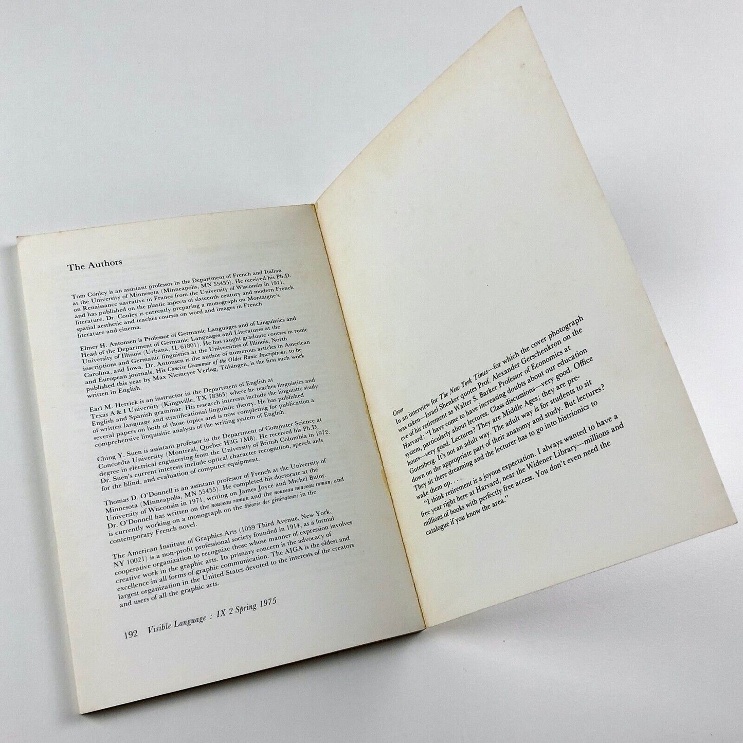 Visible Language – Research Journal | Volume IX, Number 2, Spring 1975