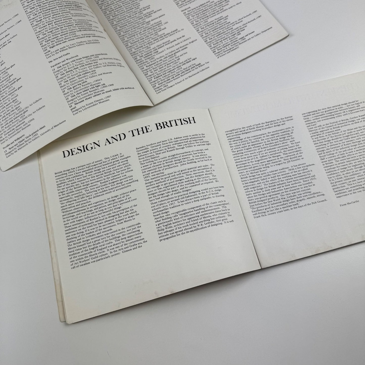 Homespun to Highspeed. A century of British design 1880 to 1980 exhibits list