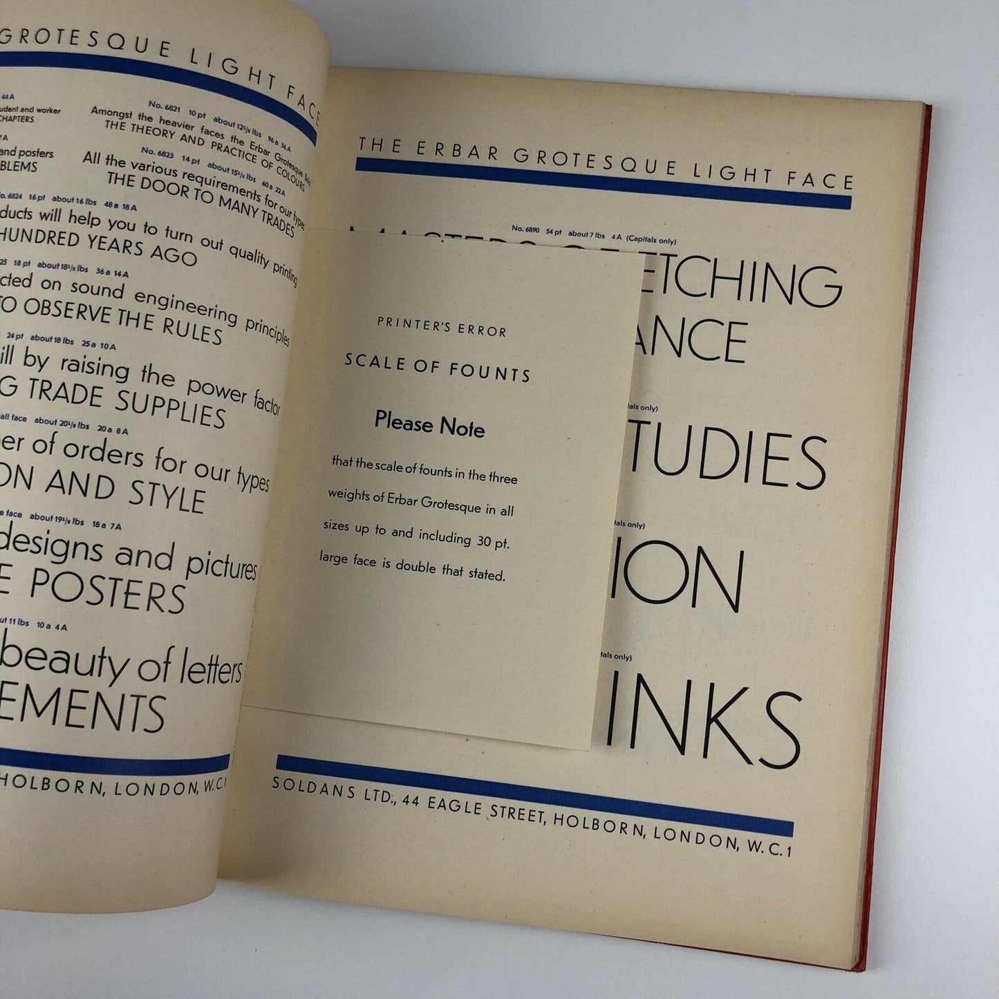 Soldans Types | The Erbar Grotesque in Three Series | Type specimen brochure | Designed by Jakob Erbar