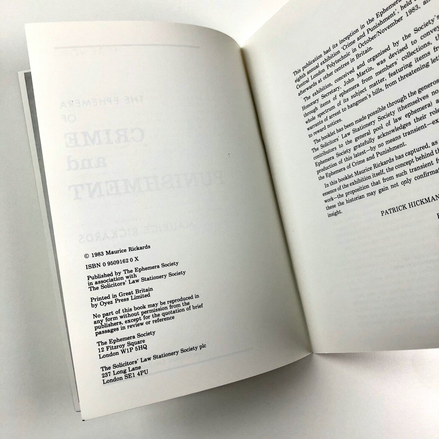 The Ephemera of Crime and Punishment by Maurice Rickards | Ephemera Society, 1983