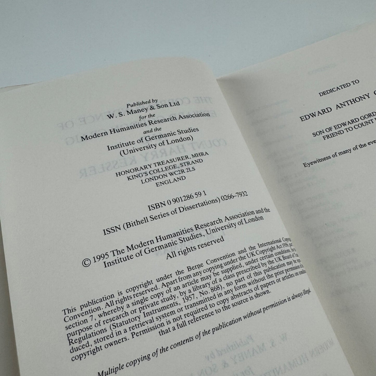 The Correspondence of Edward Gordon Craig and Count Harry Kessler ed L.M. Newman. Institute of Germanic Studies. 1995. Maney & Son, 1995