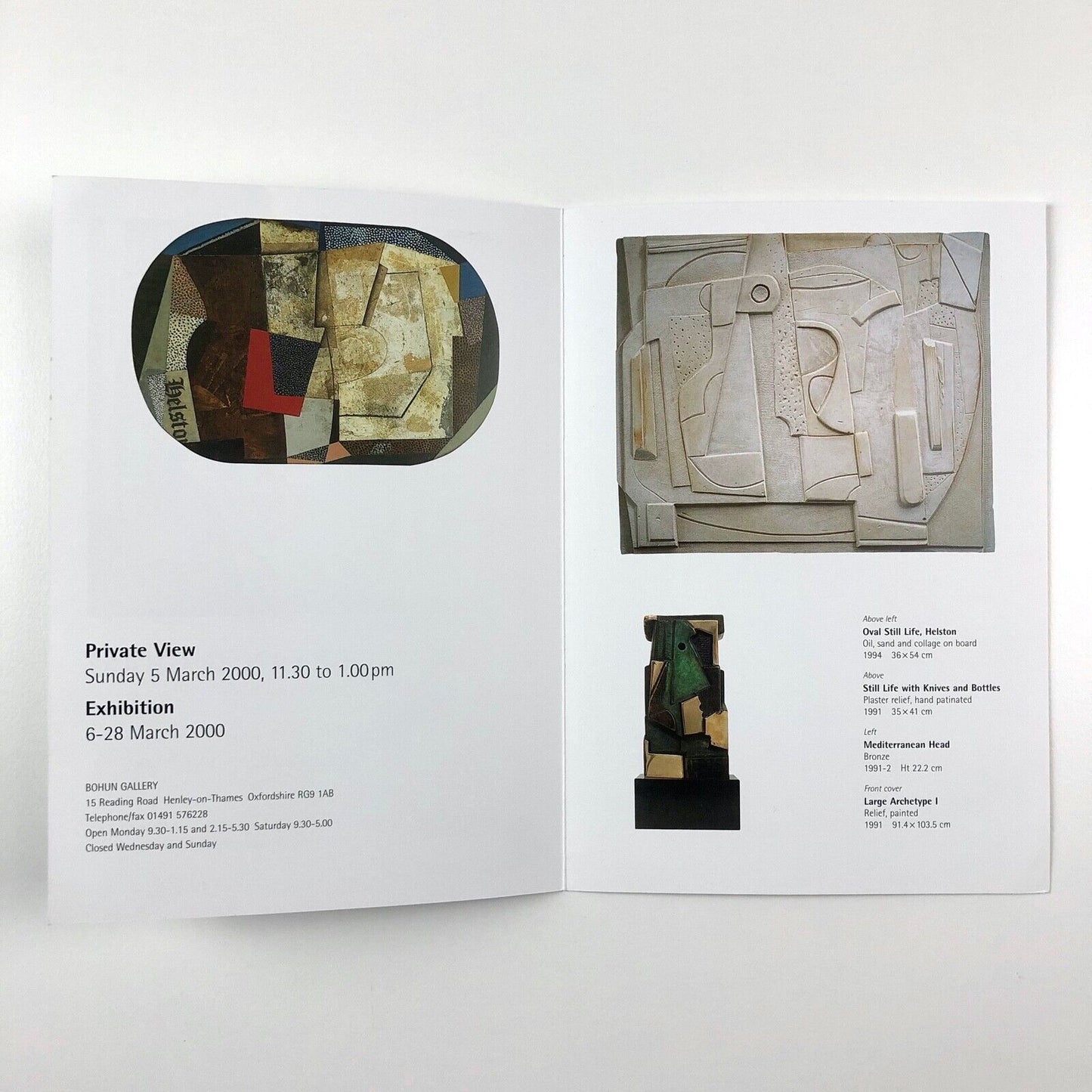 Folding card Bryan Ingham 1936–1997. Paintings, reliefs, collage and sculpture 1985-1996 | Bohun Gallery in association with Francis Graham-Dixon, 2000
