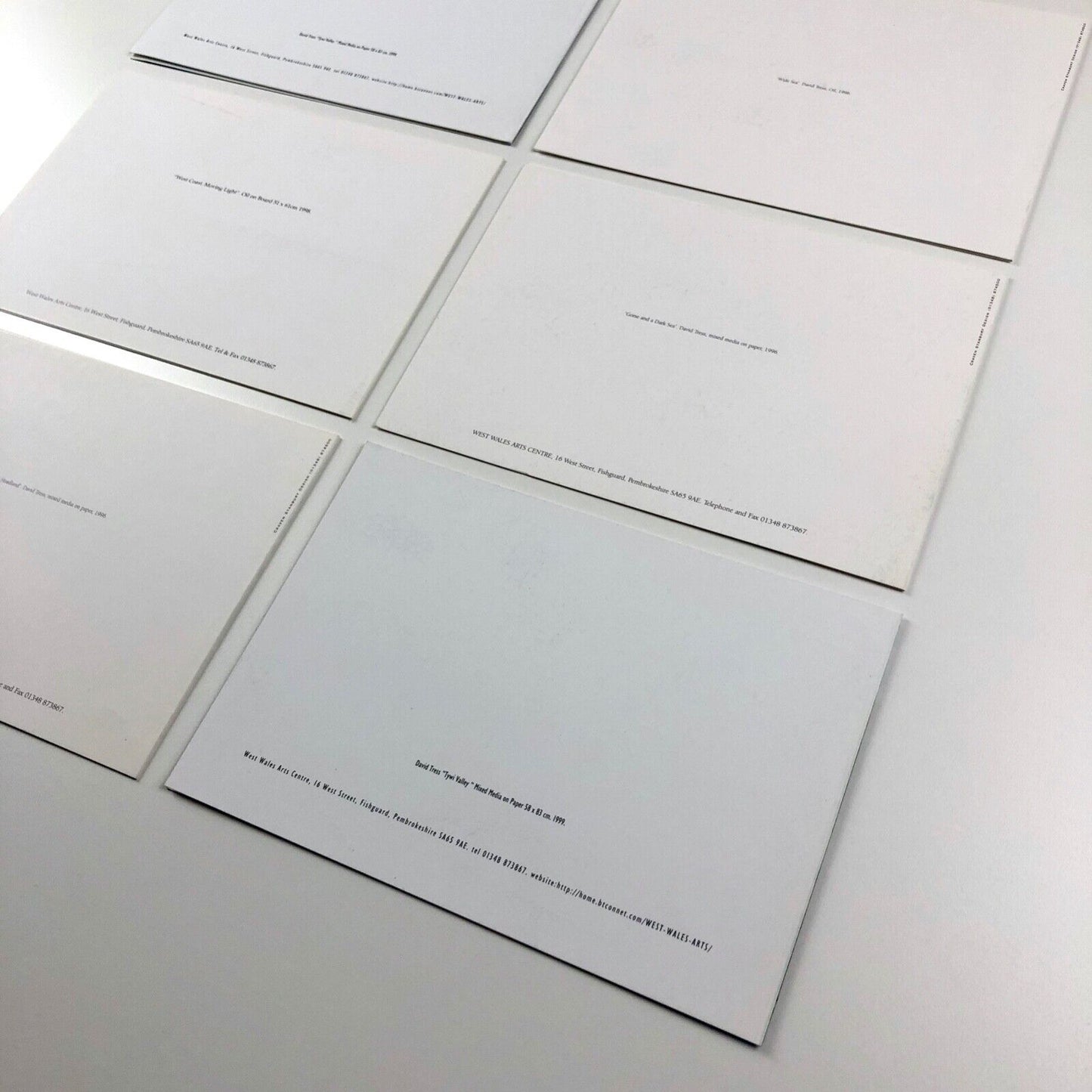 Five blank cards – David Tress paintings, with private view card | West Wales Art Centre