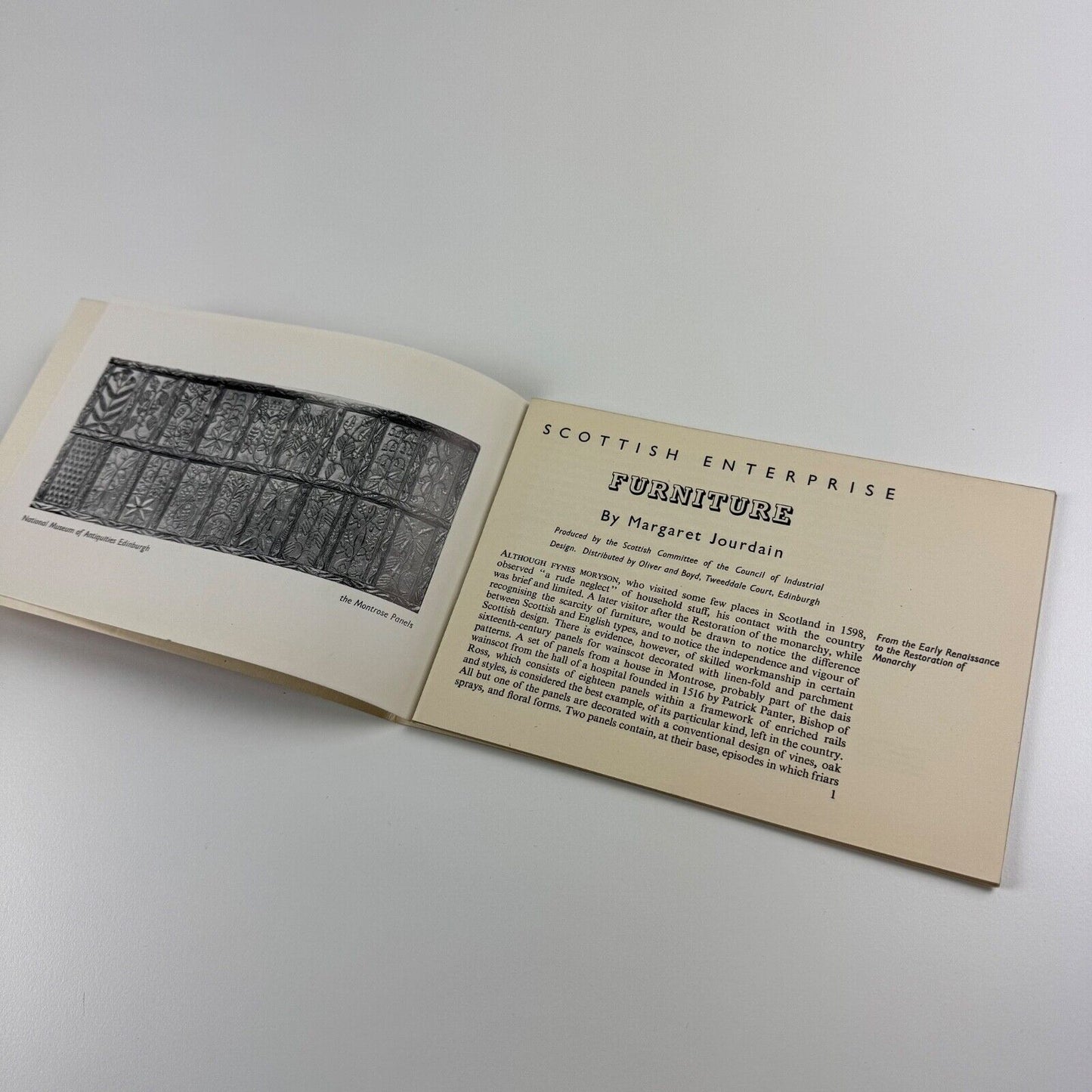 Scottish Enterprise. Furniture by Margaret Jourdain. Enterprise Scotland exhibition of 1947. Edited by Wyndham Goodden. Designed by Kingsley Cook. Scottish Committee of the Council of Industrial Design, undated, presumed c.1947