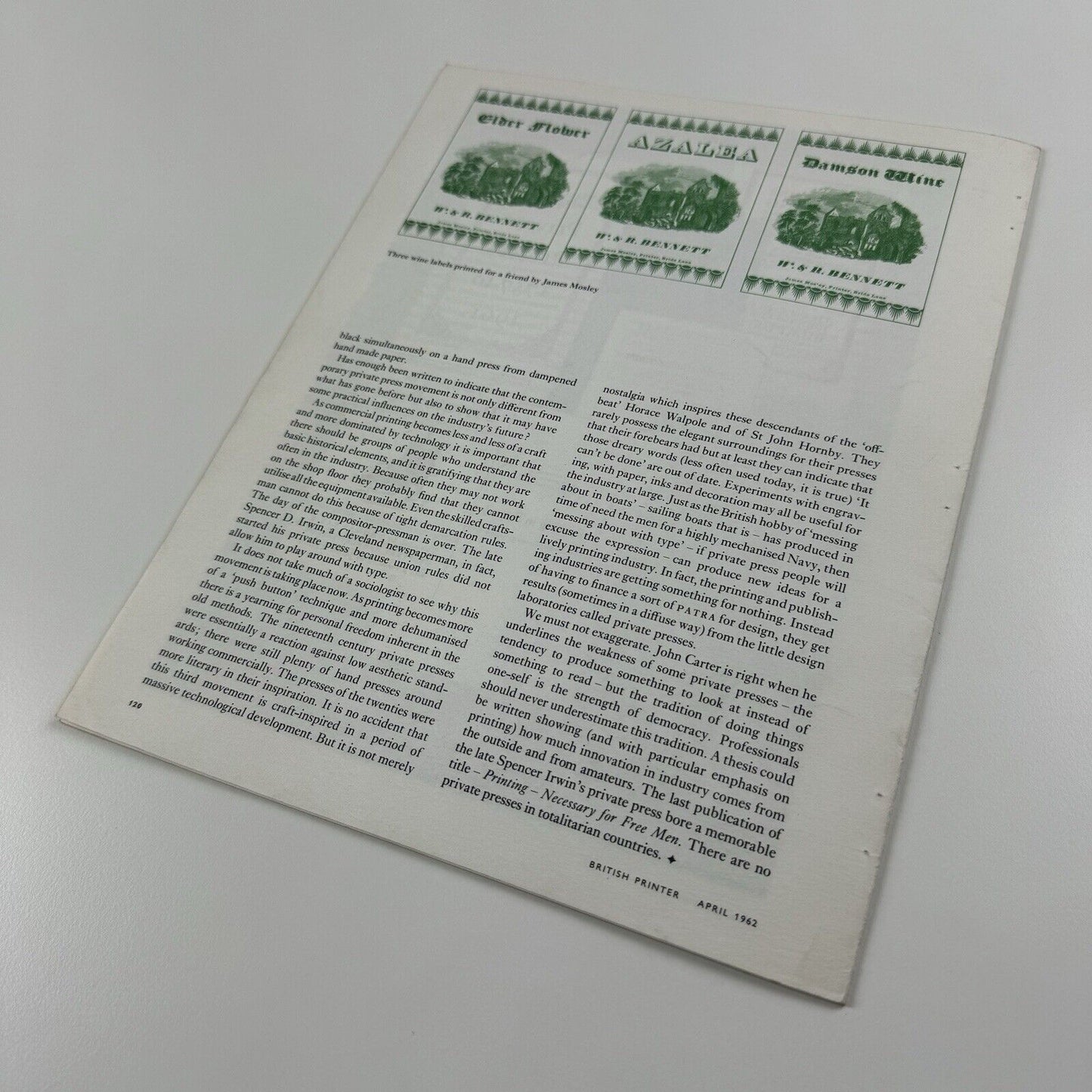 Private Presses and the Printing Industry | James Moran – British Printer supplement, 1962