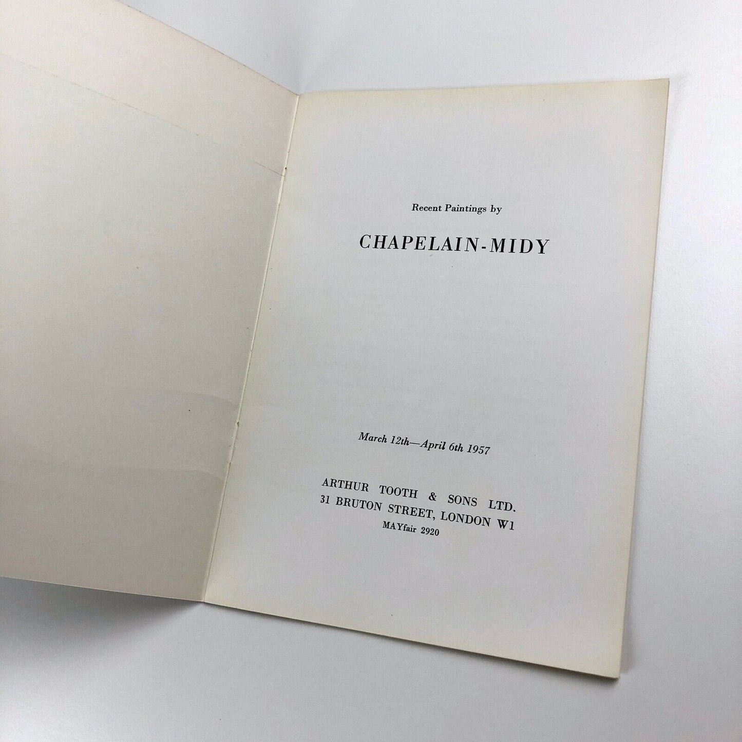 Recent Paintings by Chapelain-Midy | Arthur Tooth & Sons catalogue, Mar–Apr 1957