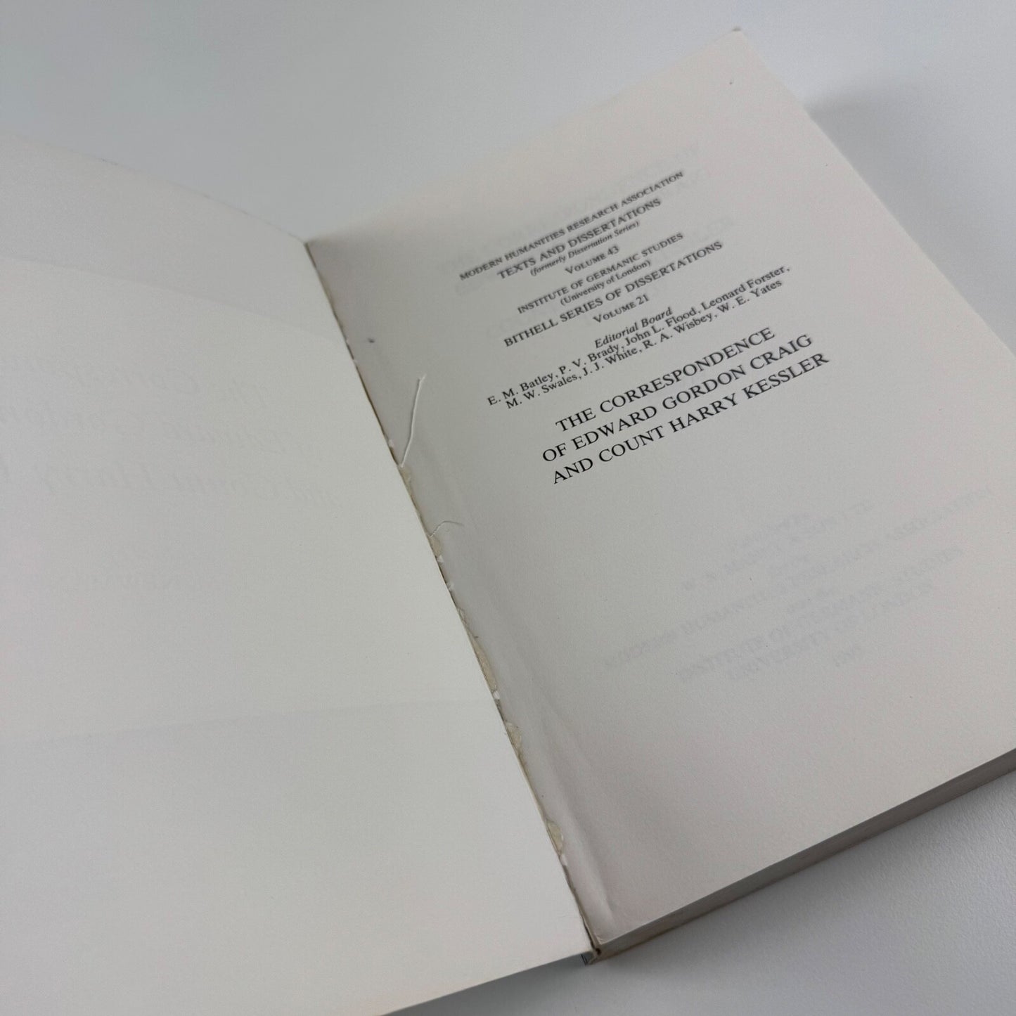 The Correspondence of Edward Gordon Craig and Count Harry Kessler ed L.M. Newman. Institute of Germanic Studies. 1995. Maney & Son, 1995