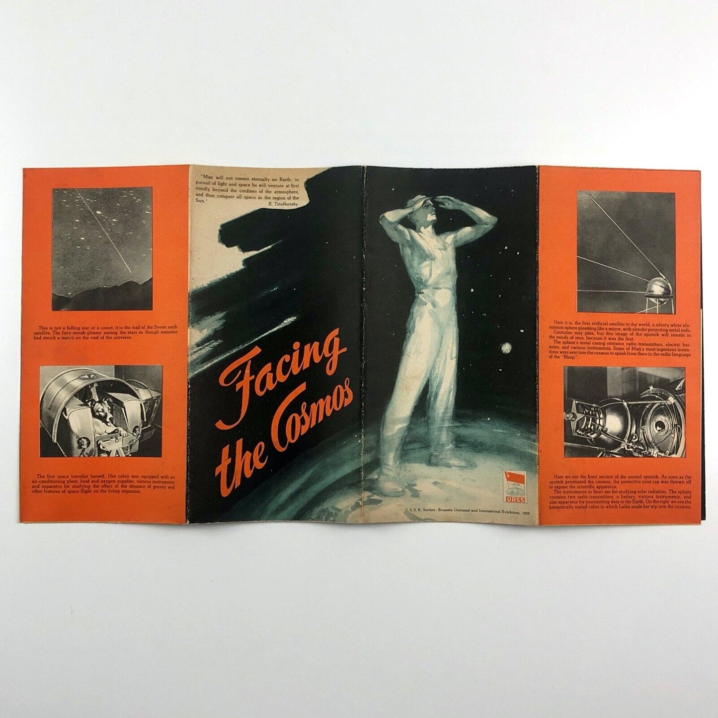 Facing the Cosmos leaflet | USSR Section, Brussels Universal International Exhibition 1958