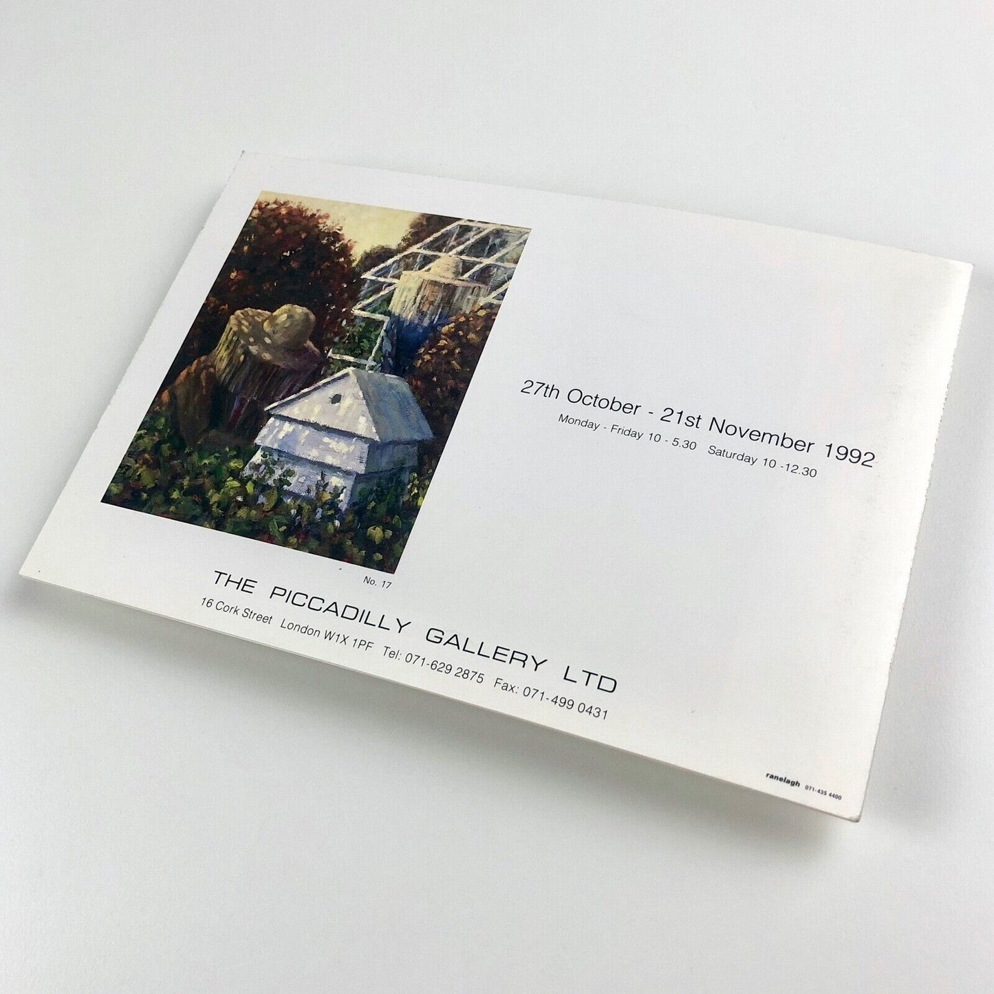 Folding card for Tony Peart Paintings & Drawings 1991-92 | Piccadilly Gallery, 1992