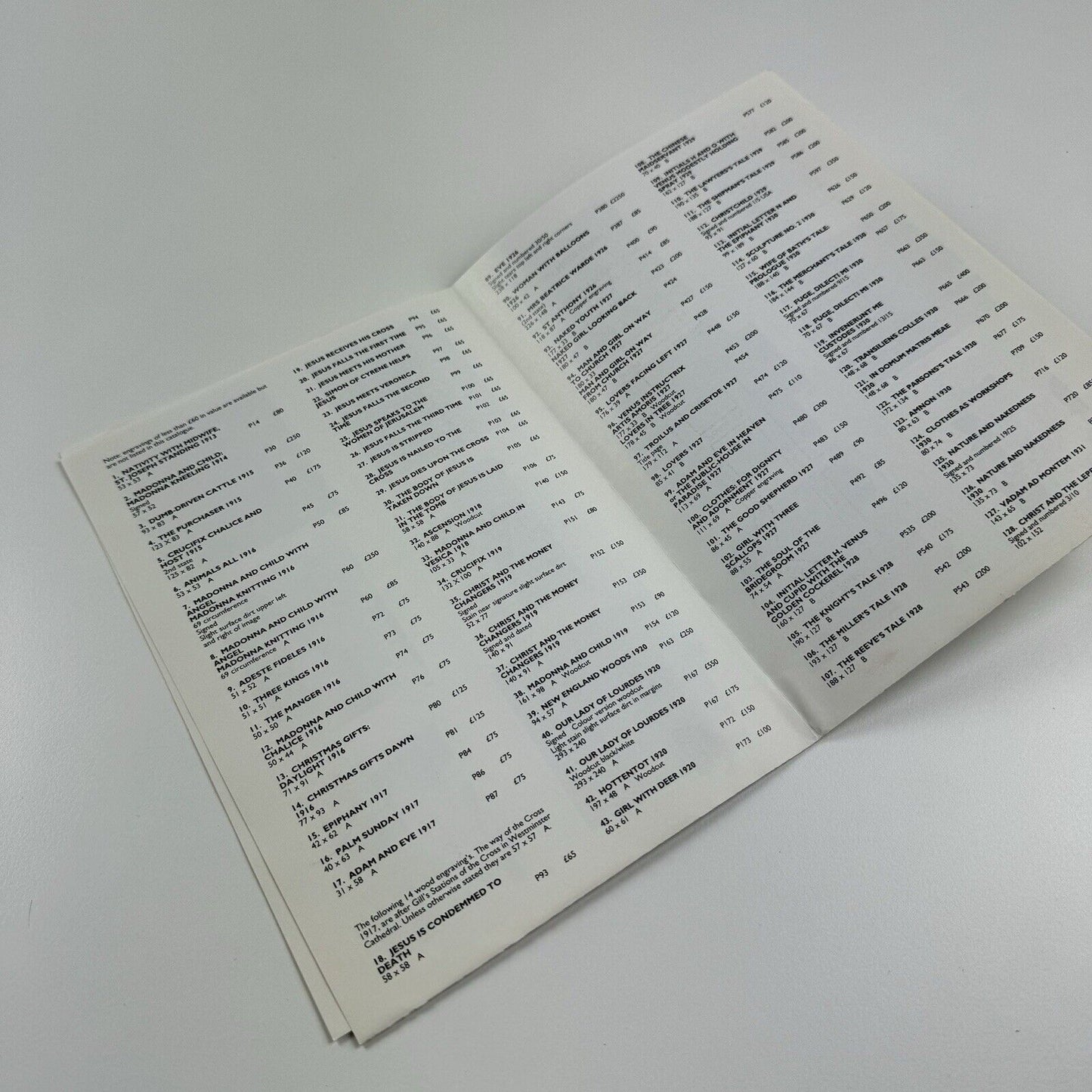 Eric Gill Engravings | Blond Fine Art catalogue/price list, 1995