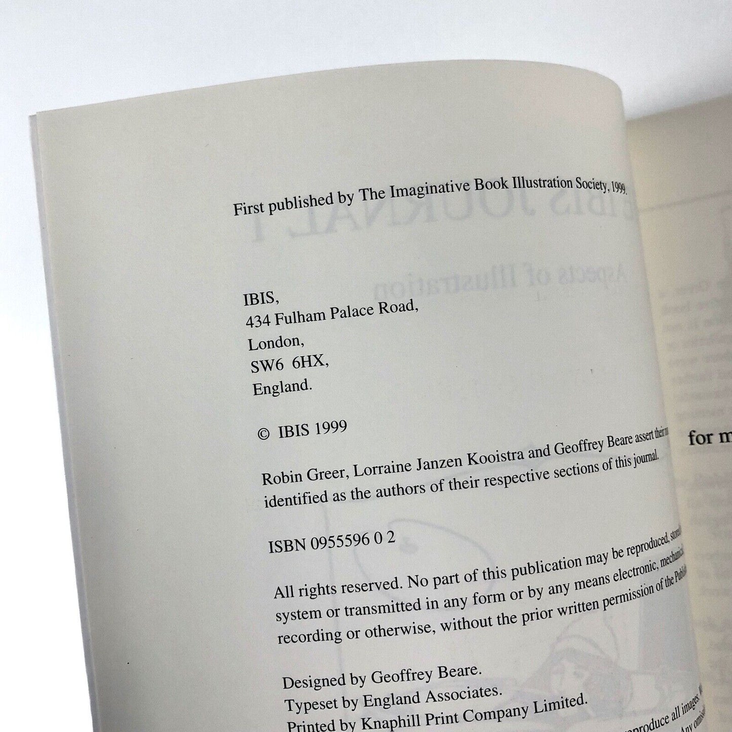 Imaginative Book Illustration Society Journal 1 – Aspects of Illustration, 1999
