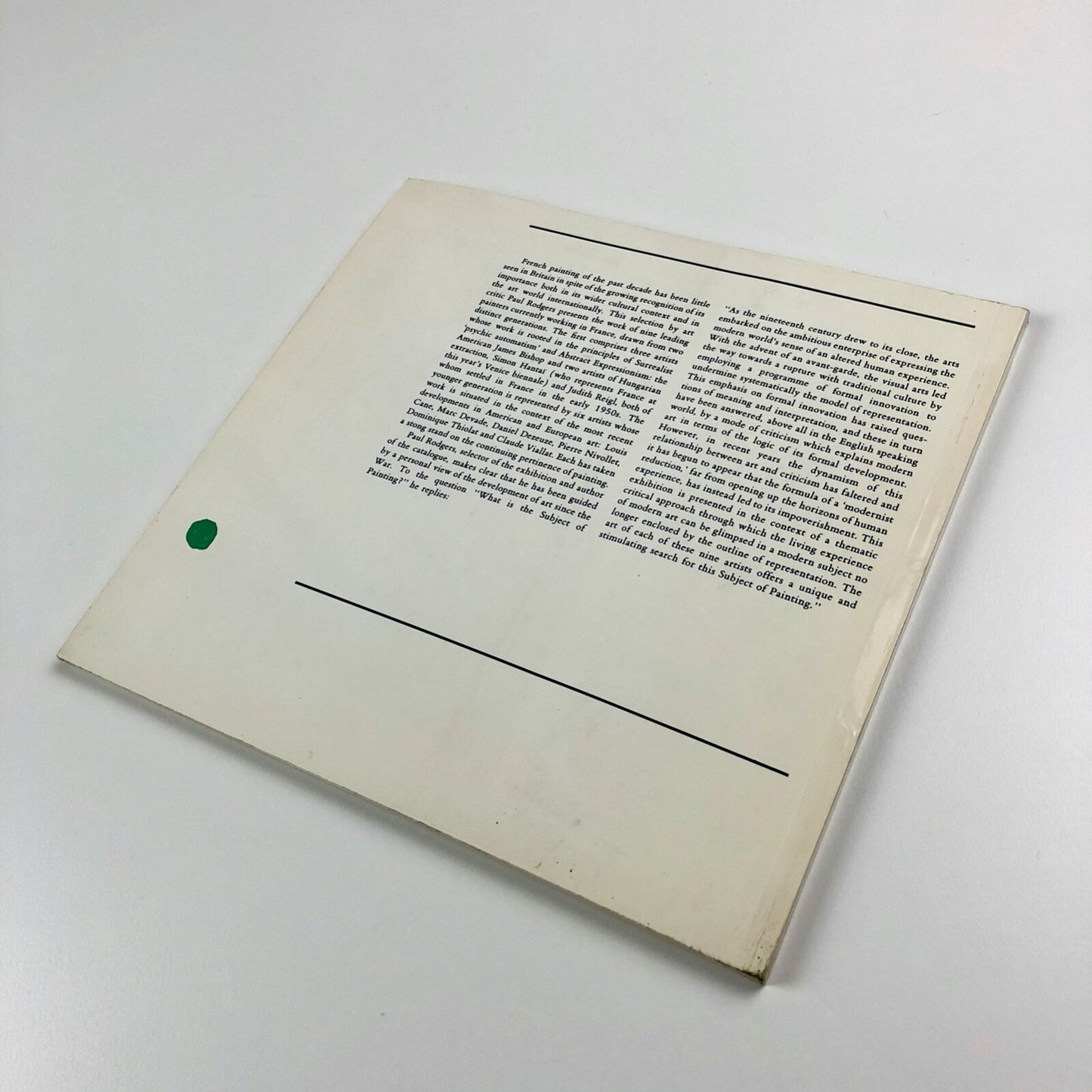 The Subject of Painting. A Selection by Paul Rogers | Museum of Modern Art Oxford catalogue, 1982
