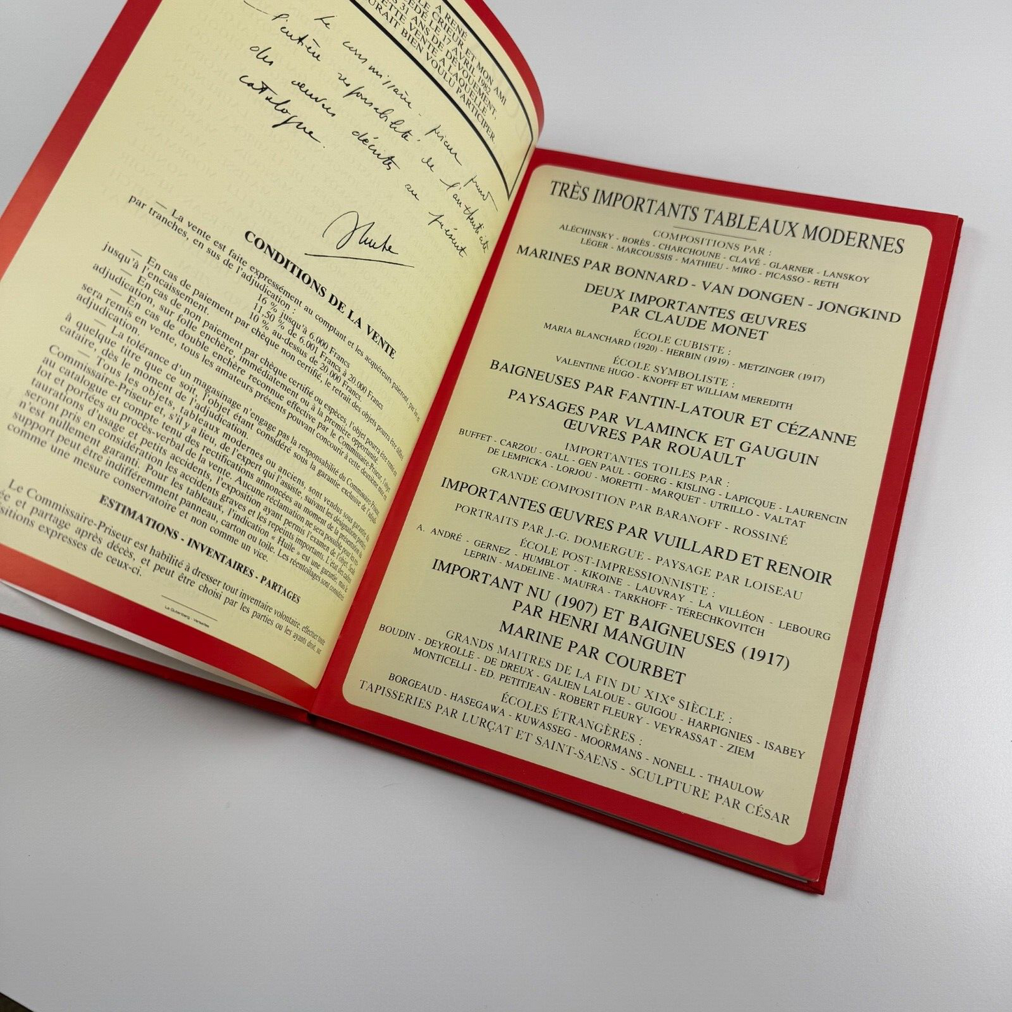 Auction catalogue for Tableaux Modernes. Floralies 1982. Versailles 2 June 1982. Me Georges Blache