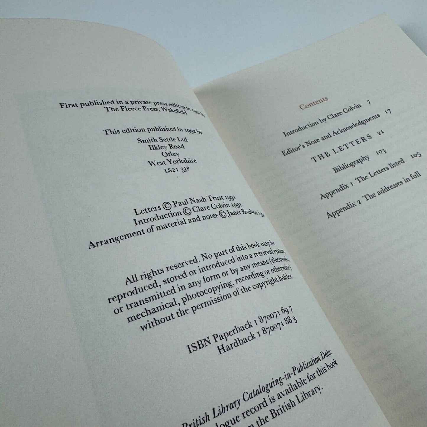 Dear Mercia. Paul Nash letter to Mercia Oakley 1909-1918 edited by Janet Boulton. Introduction by Clare Colvin | Smith Settle, 1992
