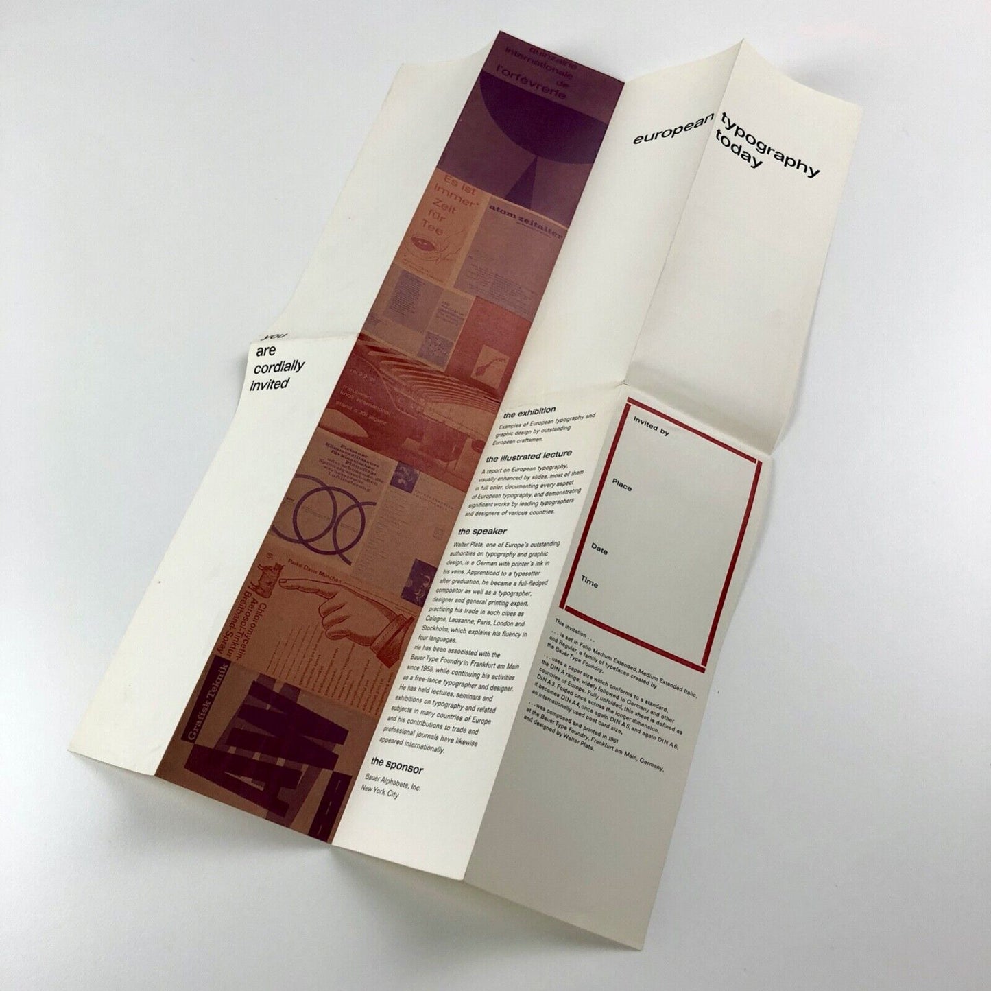 Invitation European Typography Today Bauer Type Foundry Alphabets 1961 Walter Plata