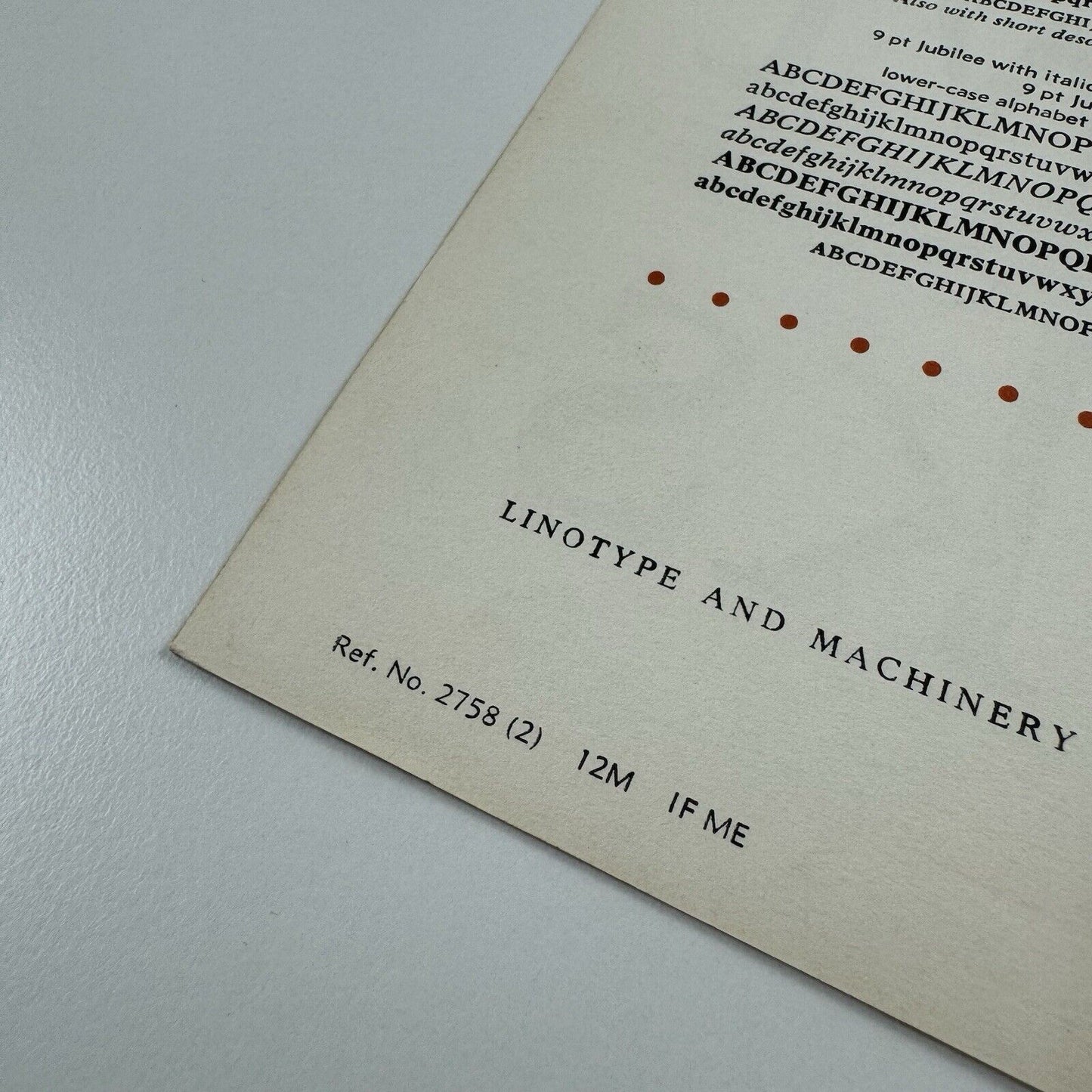 Linotype Jubilee type face – type specimen leaflet | December 1963 | Newspaper type
