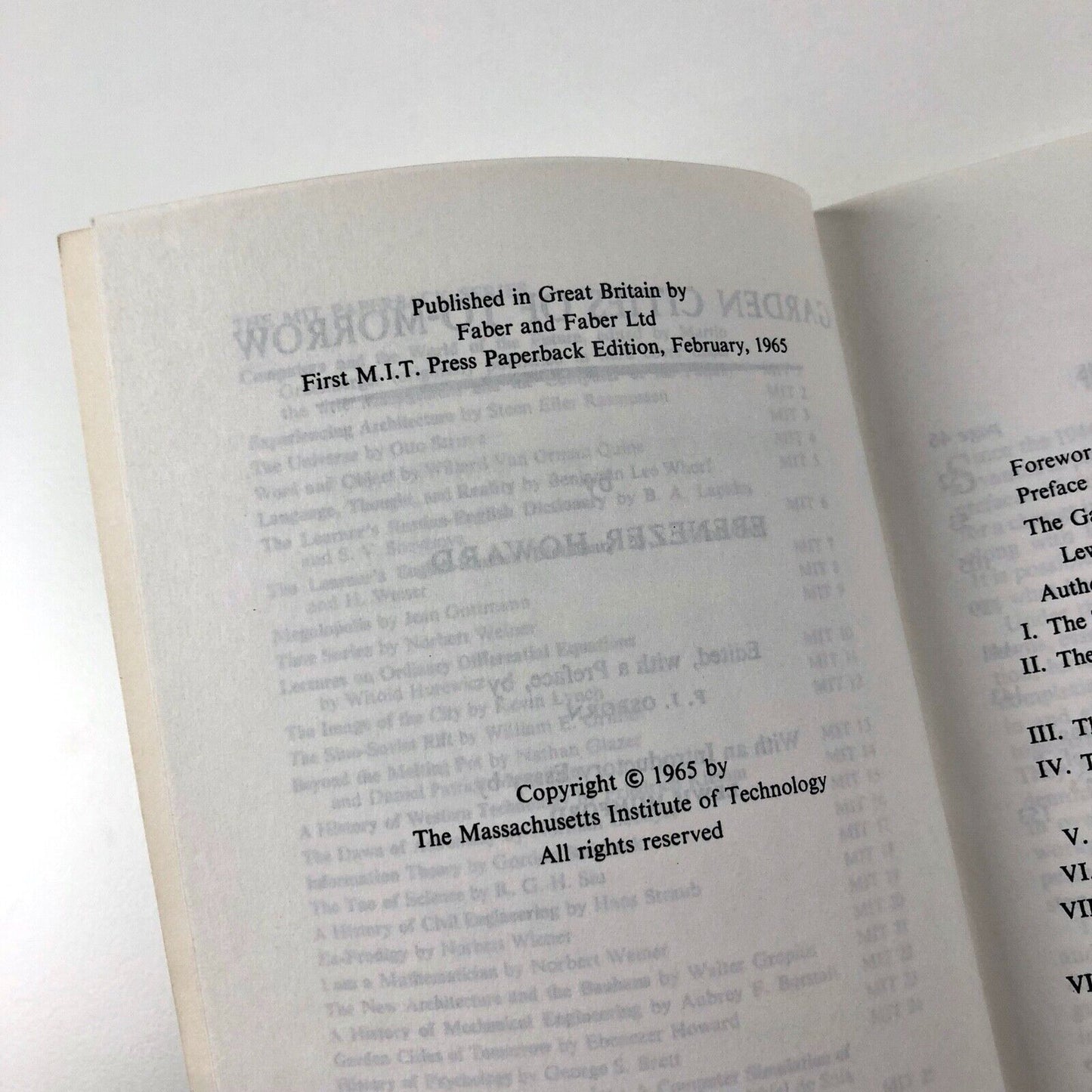 Garden Cities of To-morrow by Ebenezer Howard | Editor F. J. Osborn | Faber 1965