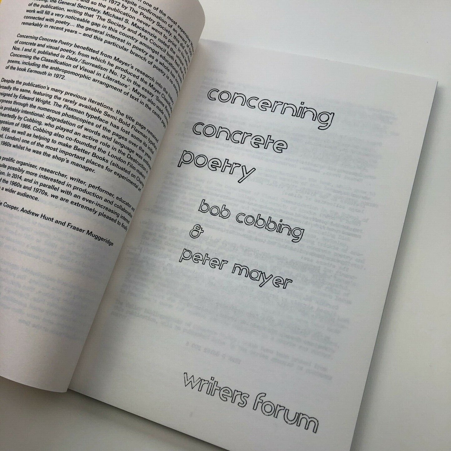 Concerning concrete poetry by Bob Cobbing and Peter Mayer | Slimvolume, 2014