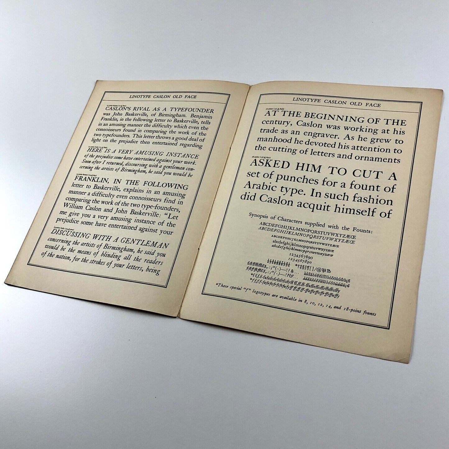 Linotype Caslon Old Face Series specimen booklet | Linotype & Machinery, 1930