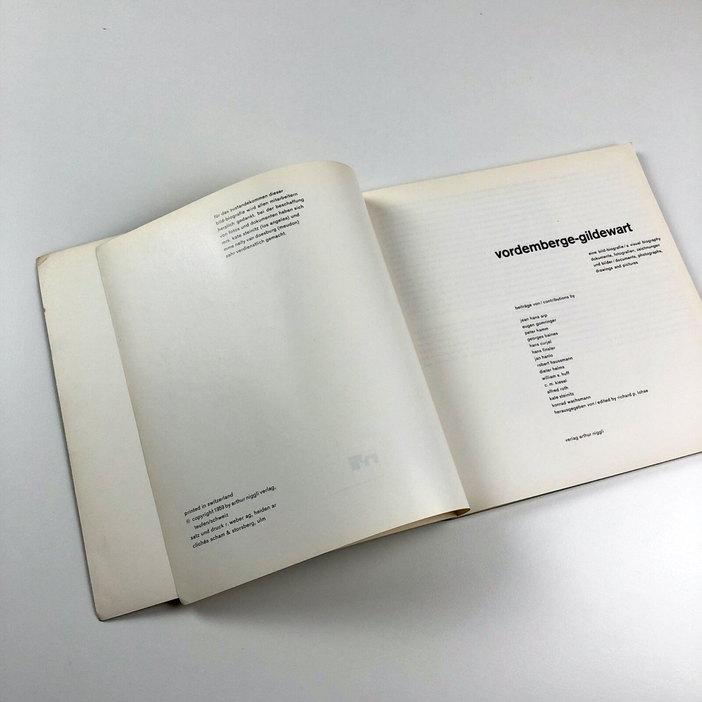Vordemberge-Gildewart - a Visual Biography | Verlag Arthur Niggli, 1959