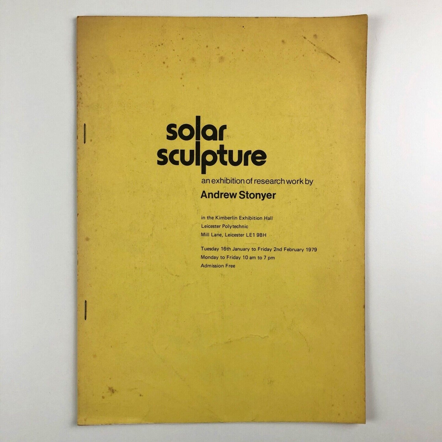 Solar Sculpture by Andrew Stonyer | Leicester Polytechnic 1979 exhibition list