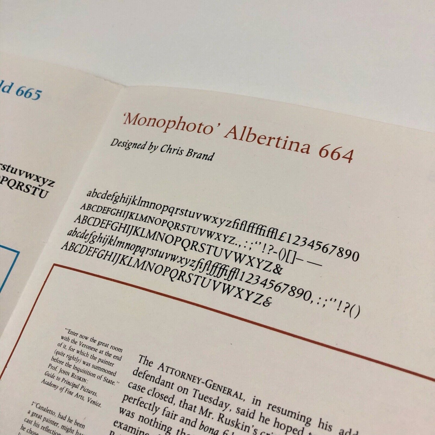 Apollo & Albertina Monophoto type specimen Monotype Corporation Adrian Frutiger