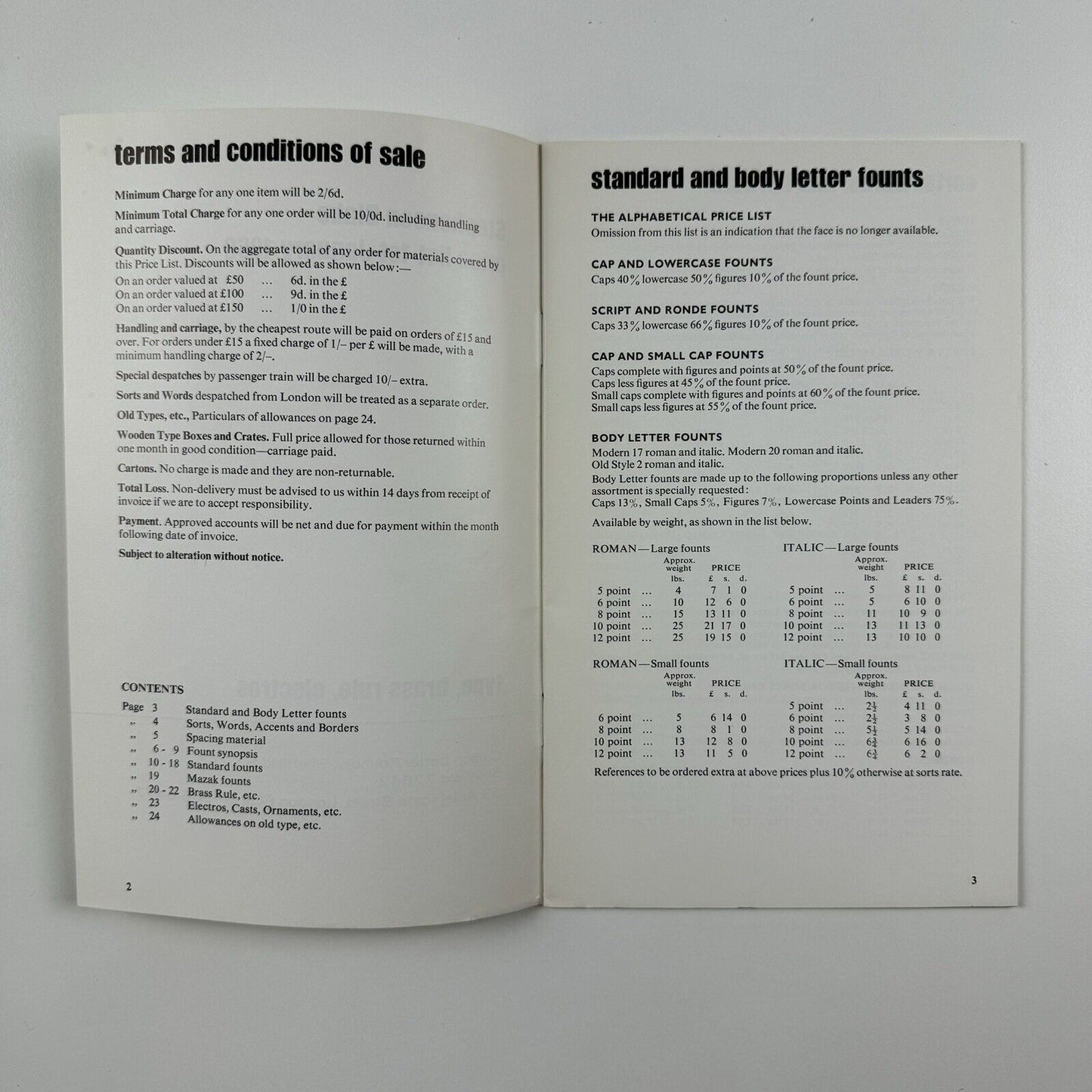 Booklet – Stephenson Blake price list, 1st January 1968 | Type, Brass rule, Electros