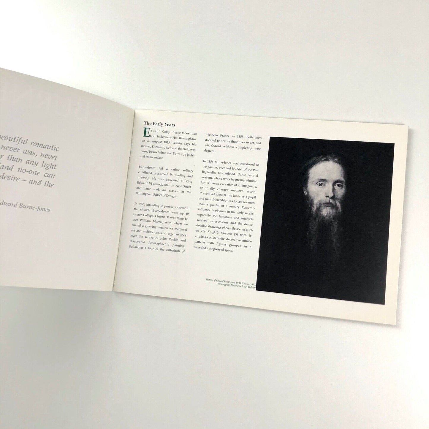 Burne-Jones centenary exhibition leaflet | Birmingham Museum & Art Gallery 1988