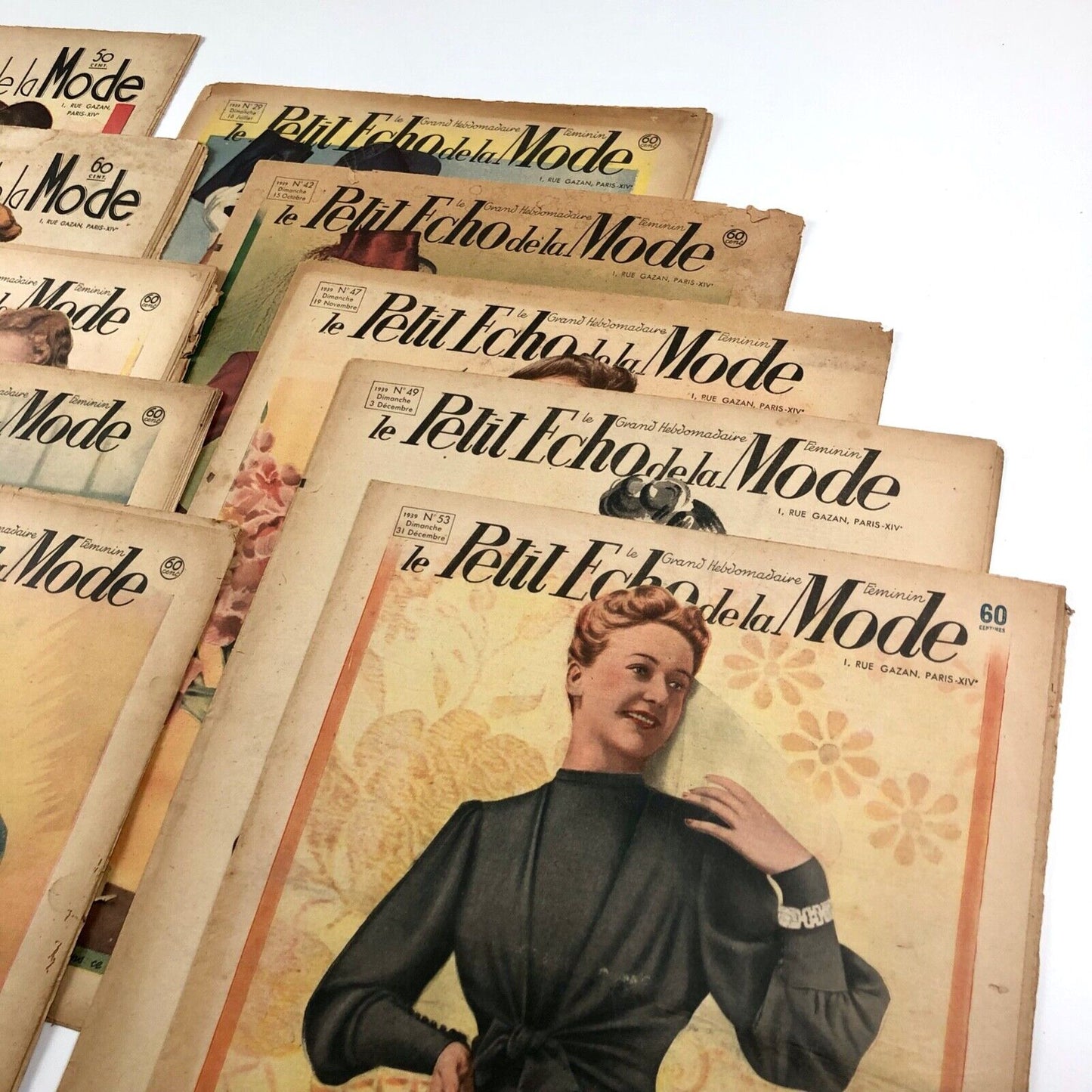 Le Petit Echo de la Mode French fashion journal x 10 issues: 2 x 1938 & 8 x 1939