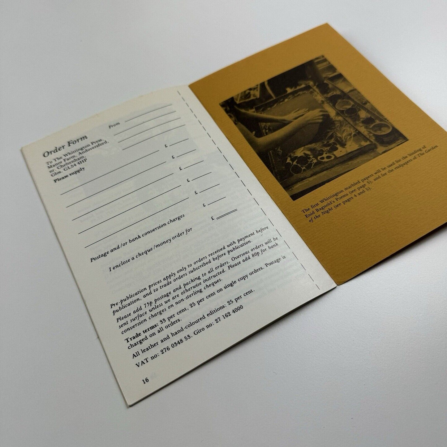 The Whittington Press | Publications 1978-9 | Second edition leaflet