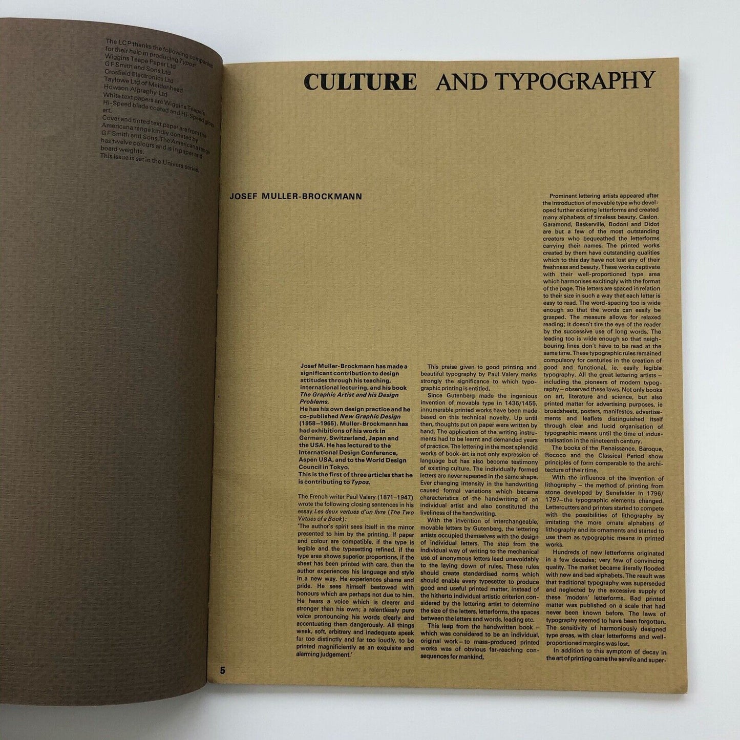 Typos 2 An International Journal of Typography | edited by F.W. Lambert | London College of Printing, c. 1980