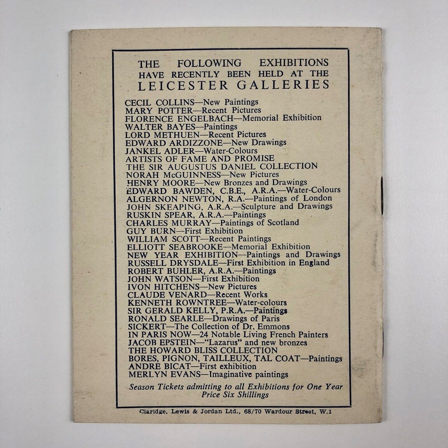 Chien-Ying Chang, Edouard Pignon, John Craxton, Stella Steyn | Leicester Galleries, Ernst Brown & Philips Ltd, December 1951 exhibitions 974-977