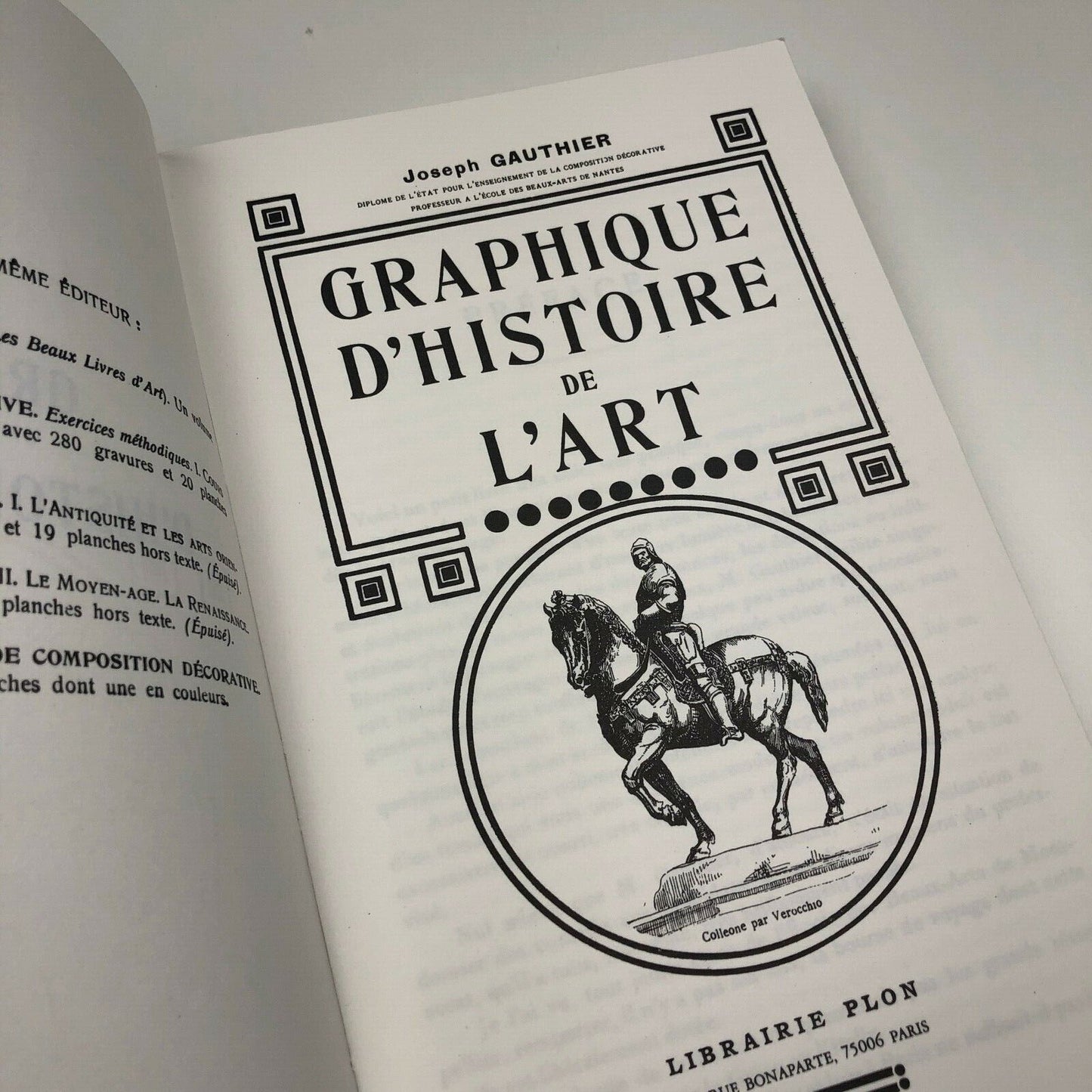 Graphique d'Histoire de l'Art | Joseph Gauthier | Librairie Plon, Paris, 1980