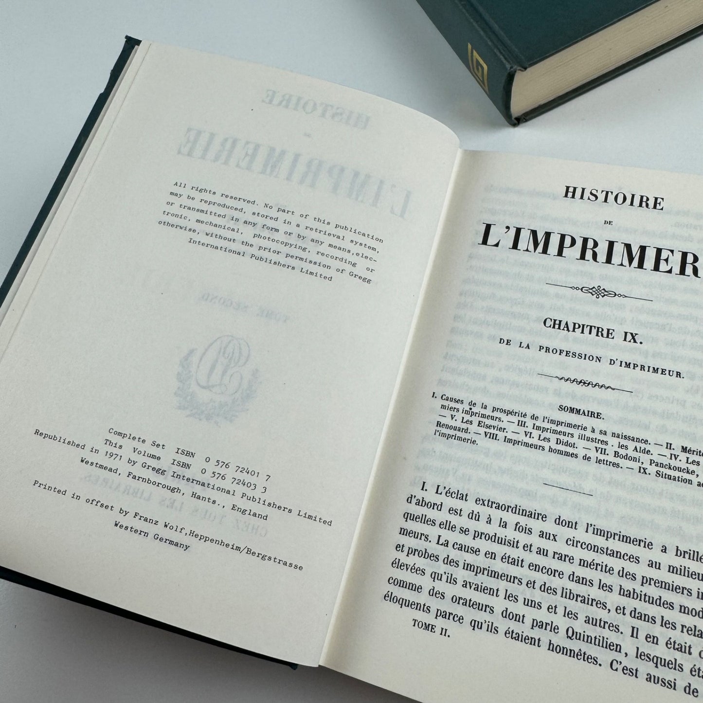 Histoire de l'Imprimerie by Paul Dupont | Gregg International reprint 1971 2 vol