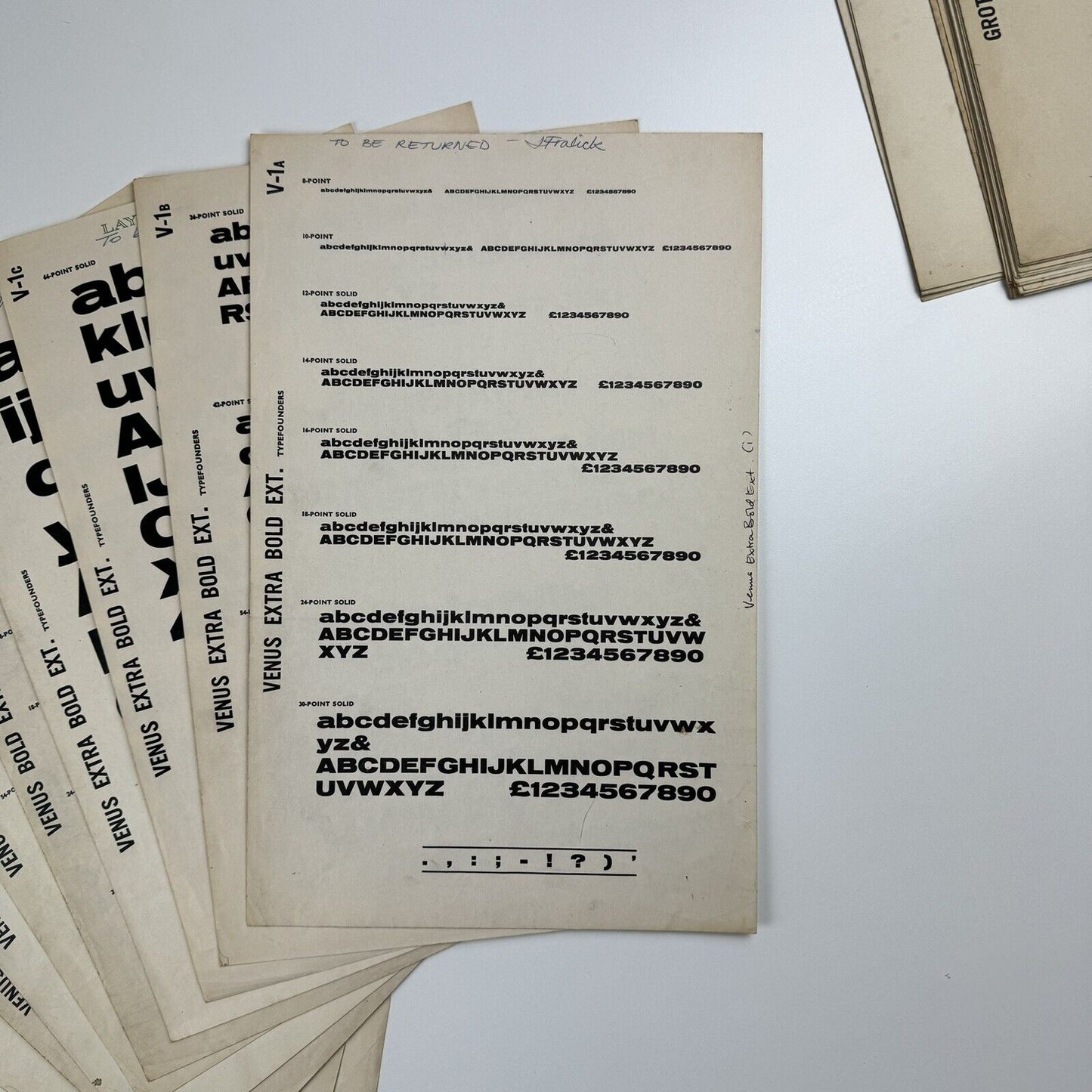 Typefounders - collection of 48 type specimen sheets | Venus, Grotesque, Folio, Fortune, News Gothic, etc