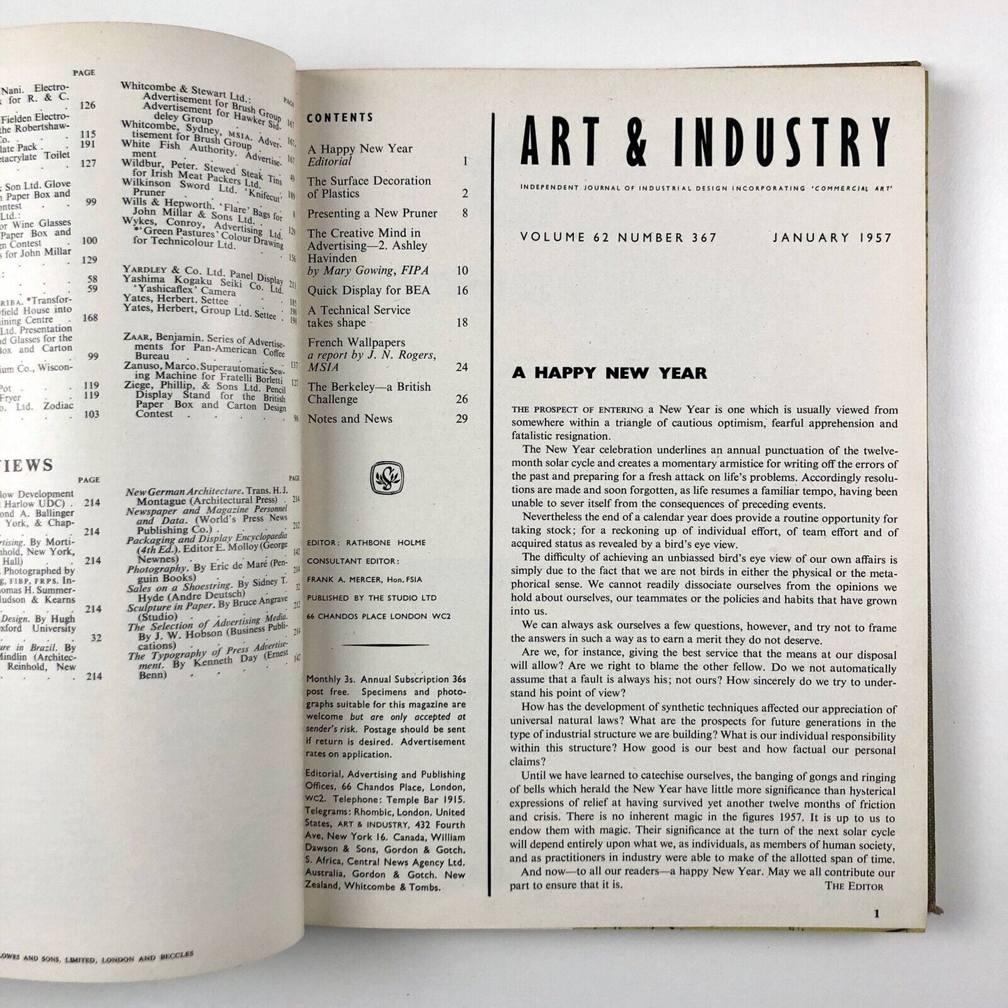 Art & Industry Volume 62, January to June 1957 | The Studio Limited, London