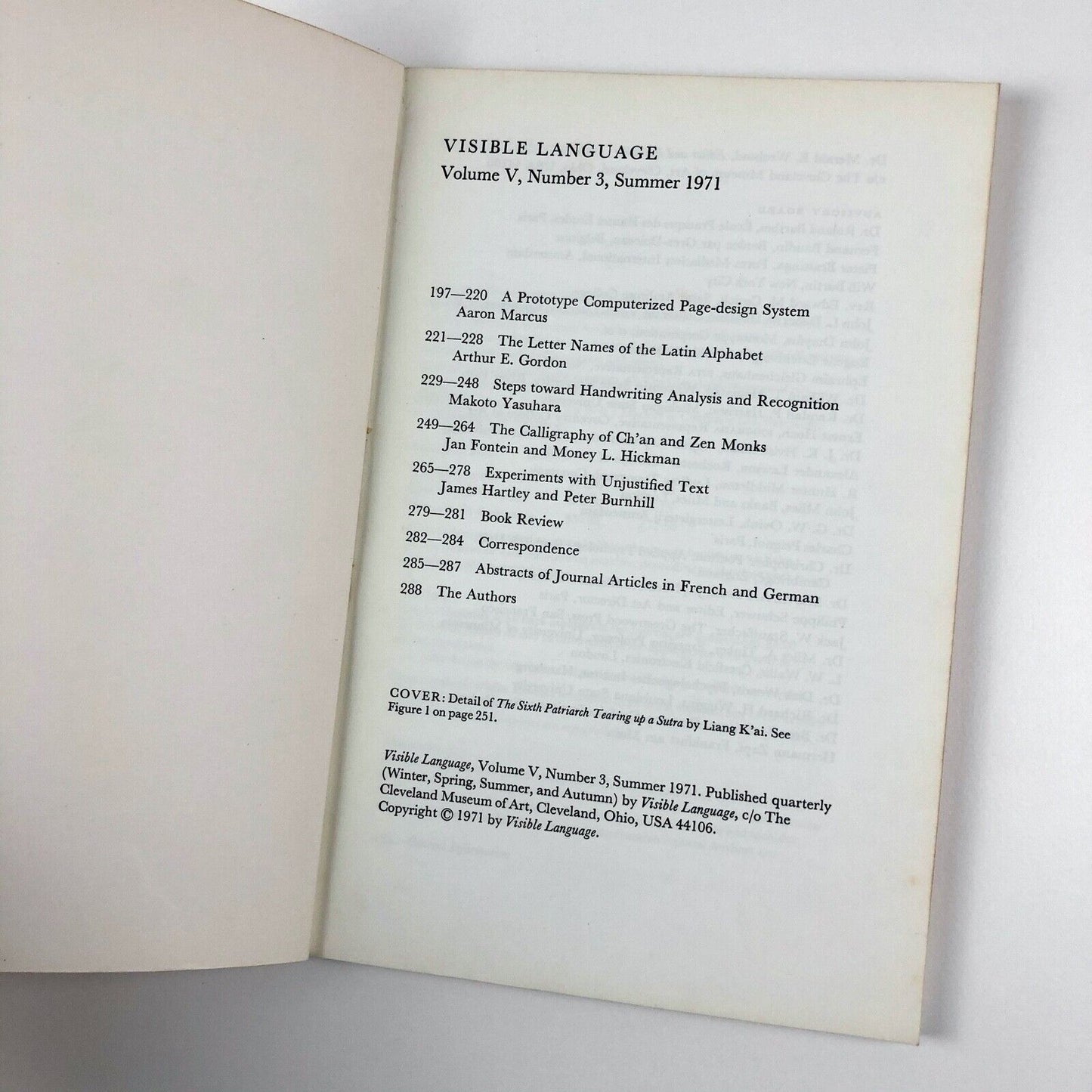 Visible Language journal | Vol V Number 3, Summer 1971