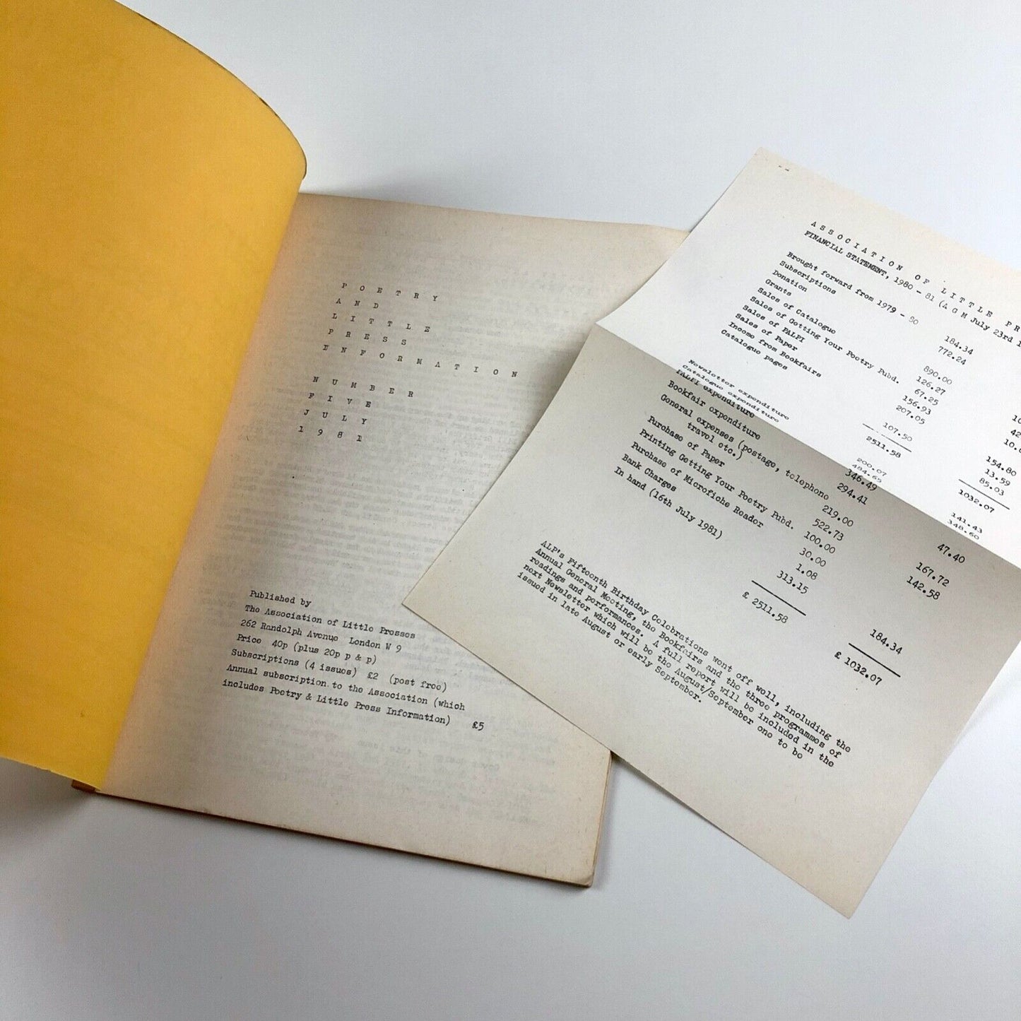 Association of Little Presses journal | Poetry and Little Press Information | Issue no. 5, July 1981