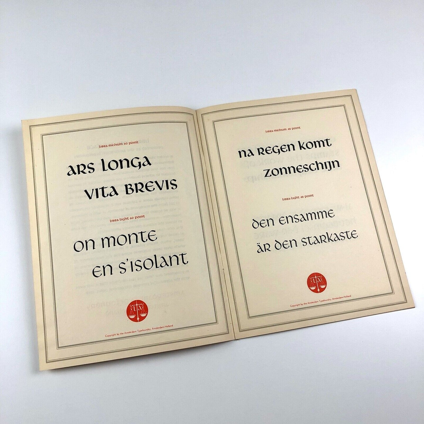 Libra Medium and Light | Amsterdam Type Foundry type specimen | S.H. de Roos | Undated, presumed c.1938