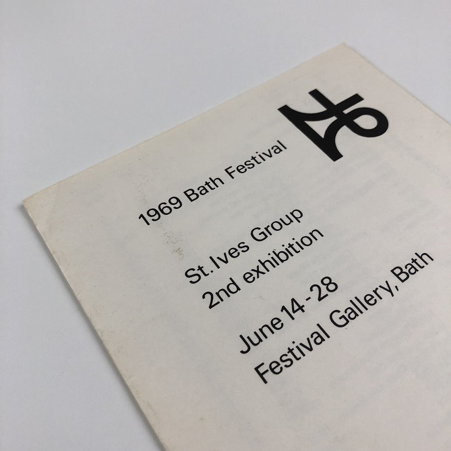 Leaflet 1969 Bath Festival | St Ives Group 2nd exhibition | Barbara Hepworth, Peter Lanyon, Wilhelmina Barnes-Graham, Breon O'Casey, Denis Mitchell, John Wells, et al