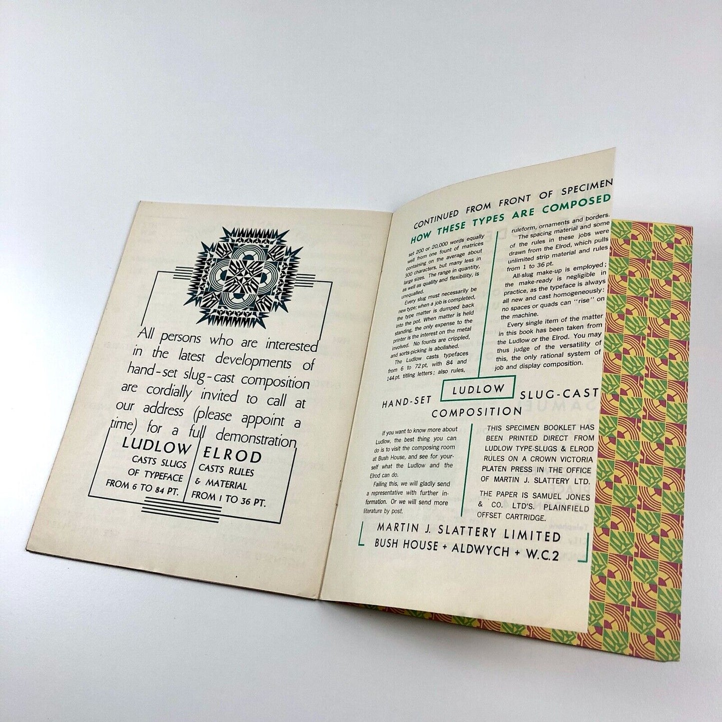 Three Modern Families: Stellar Karnak Tempo | Ludlow type specimen booklet, 1933