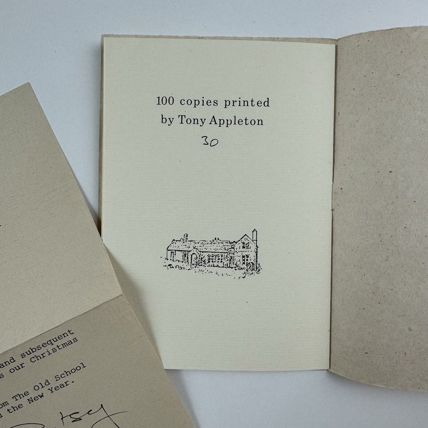 A History of Printing in Buckland Dinham by Tony Appleton | Christmas 1983 | blank pages throughout | limited edition this 30/100