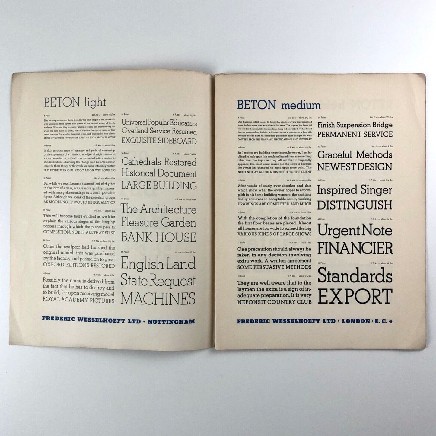 Beton Series by Heinrich Jost | Wesselhoeft/Soldans type specimen booklet