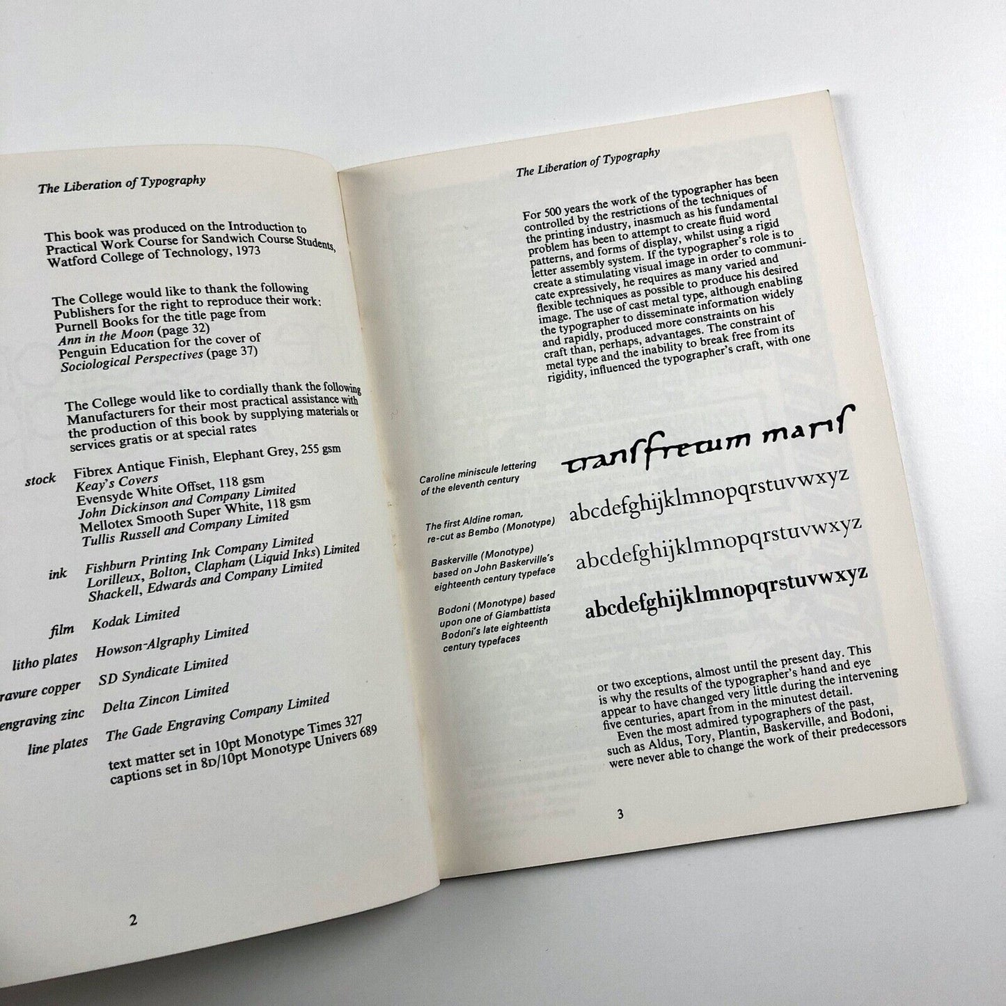 The Liberation of Typography | MRC Matthews | Watford College of Technology 1973