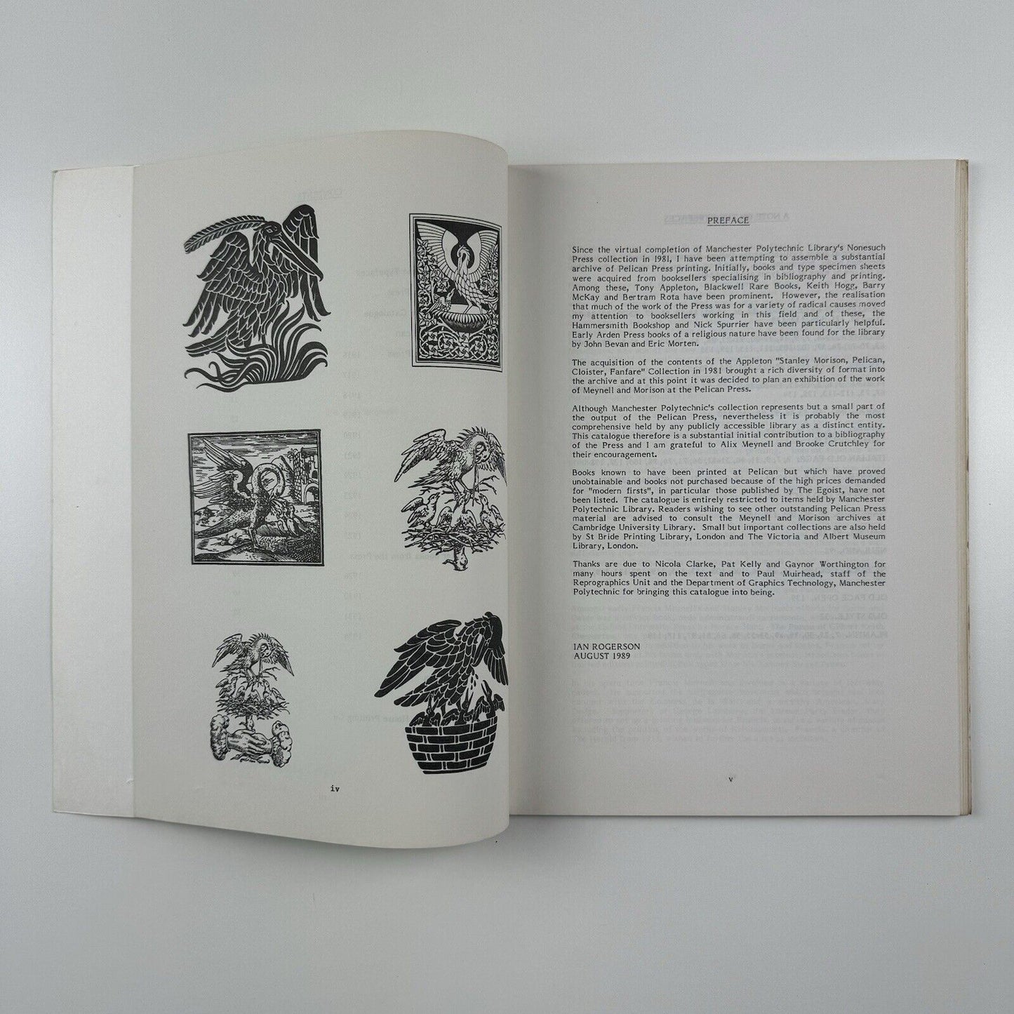 The Pelican Press Francis Meynell and Stanley Morison | Exhibition catalogue booklet, Ian Rogerson 1989